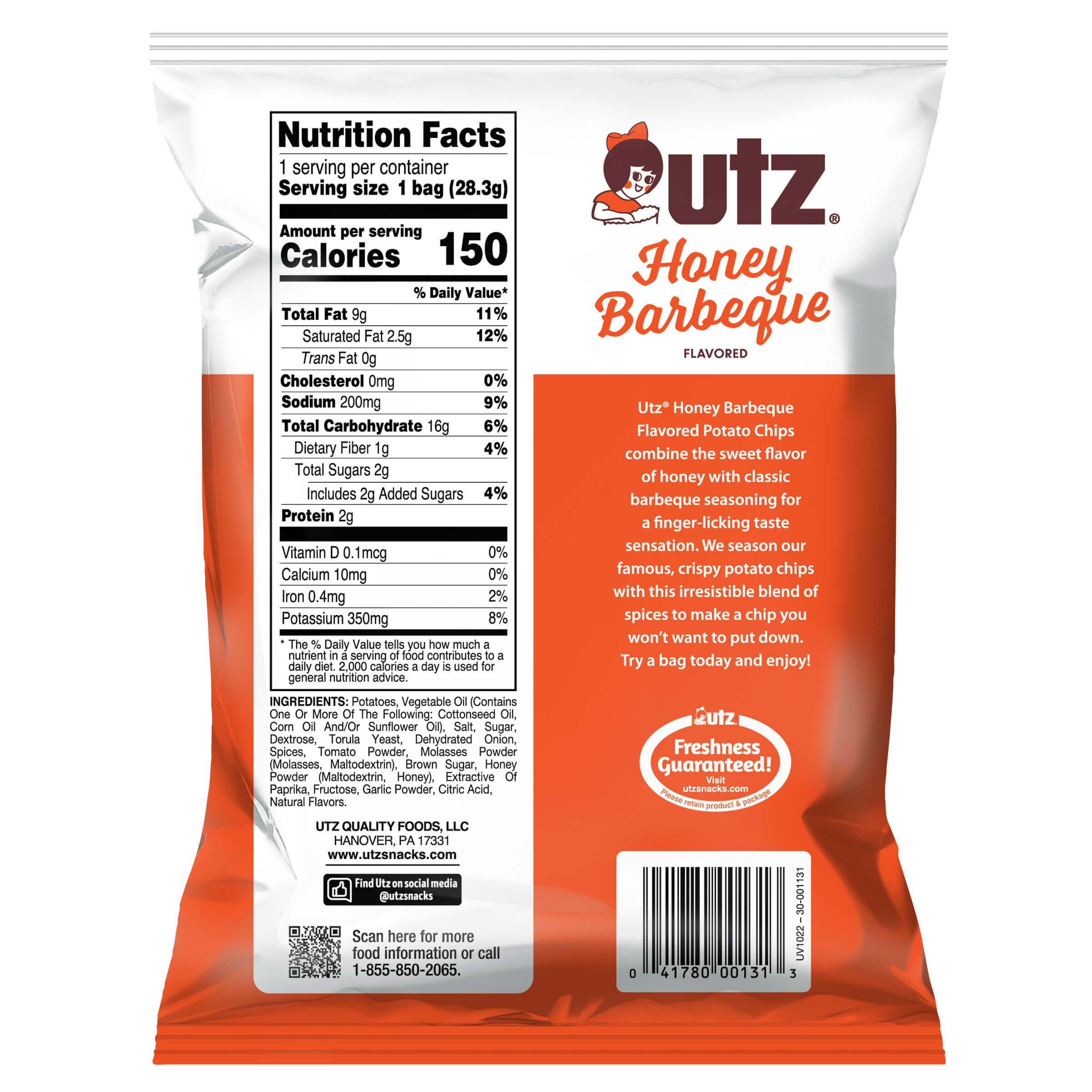 Utz Honey Barbeque Potato Chips