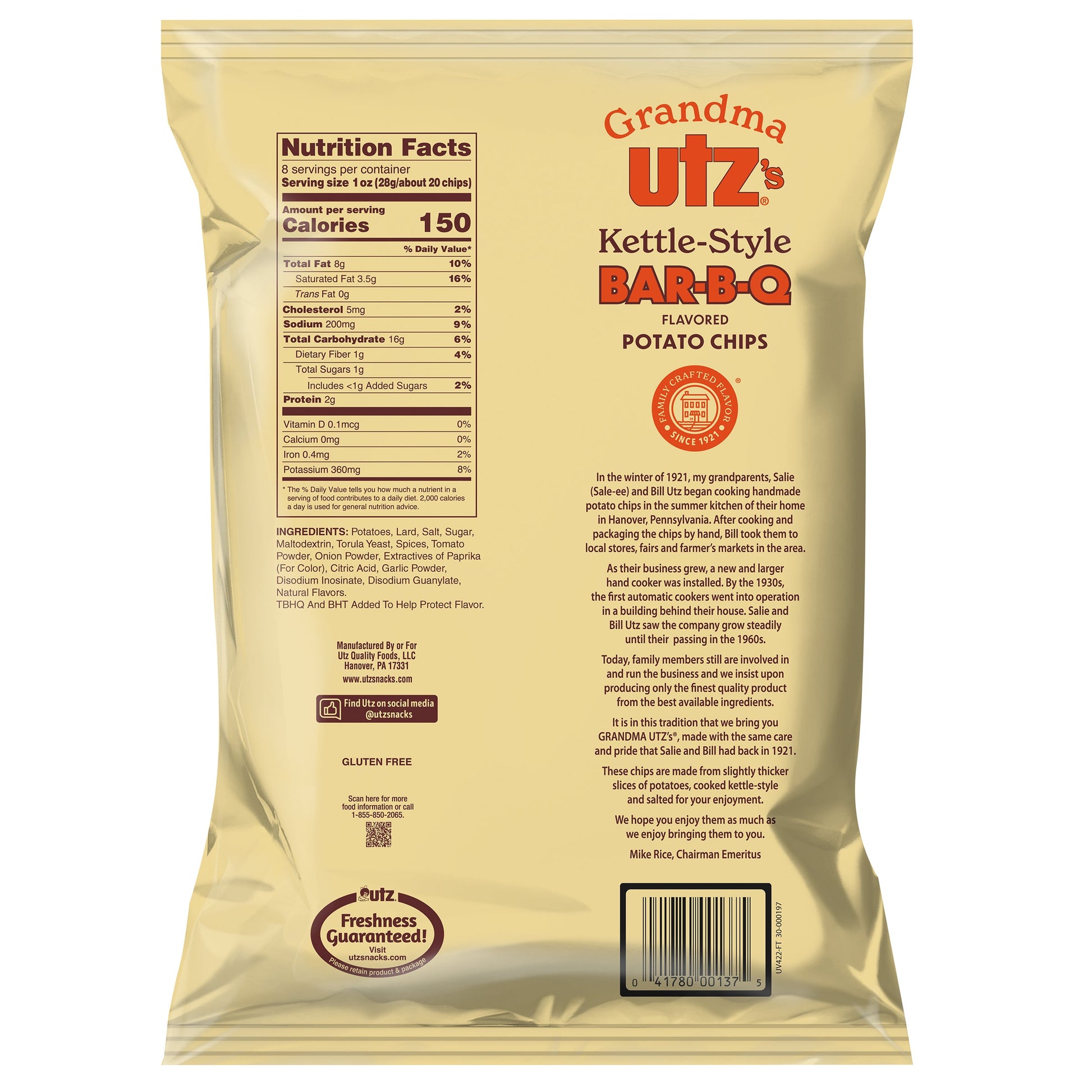 Grandma Utz Kettle-Style Potato Chips BBQ