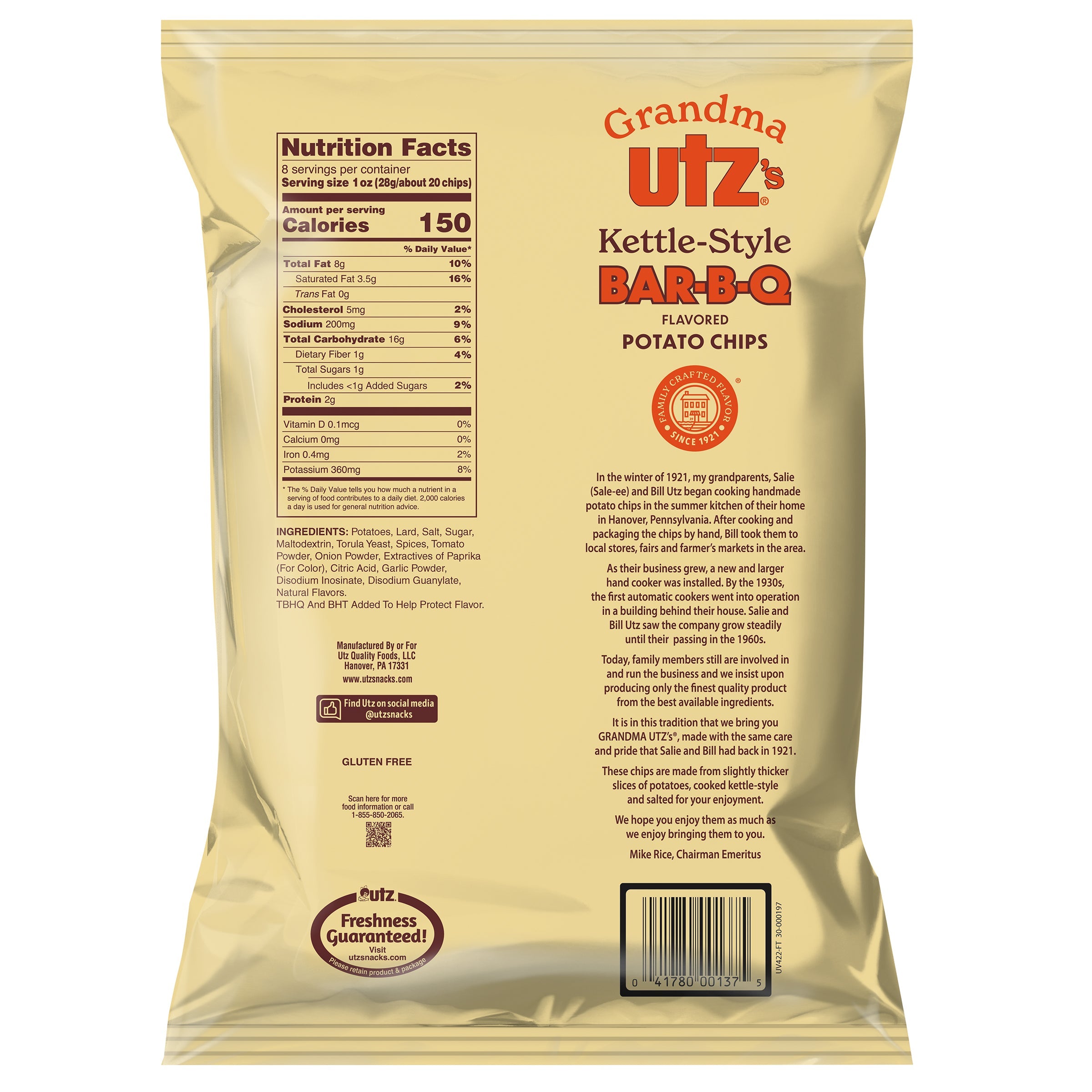 Grandma Utz Kettle-Style Potato Chips BBQ