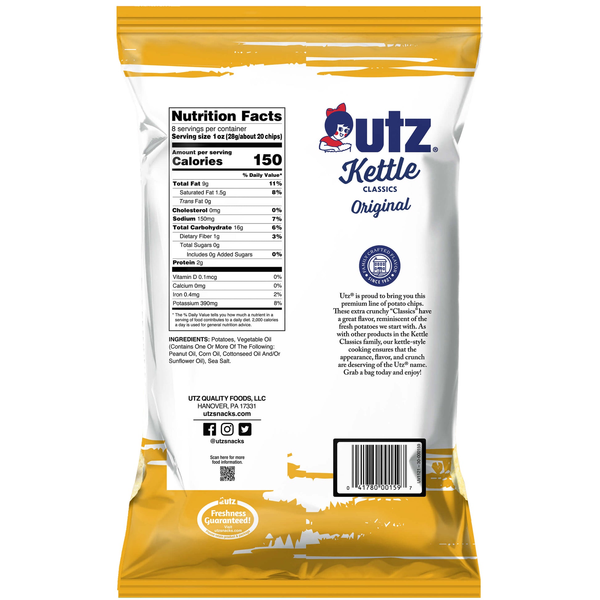 Utz Kettle Classics Potato Chips Original