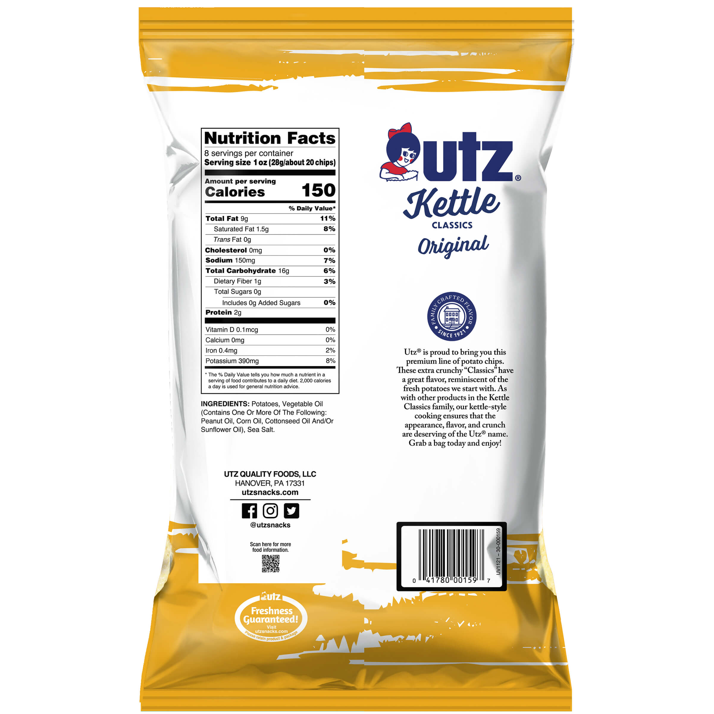 Utz Kettle Classics Potato Chips Original