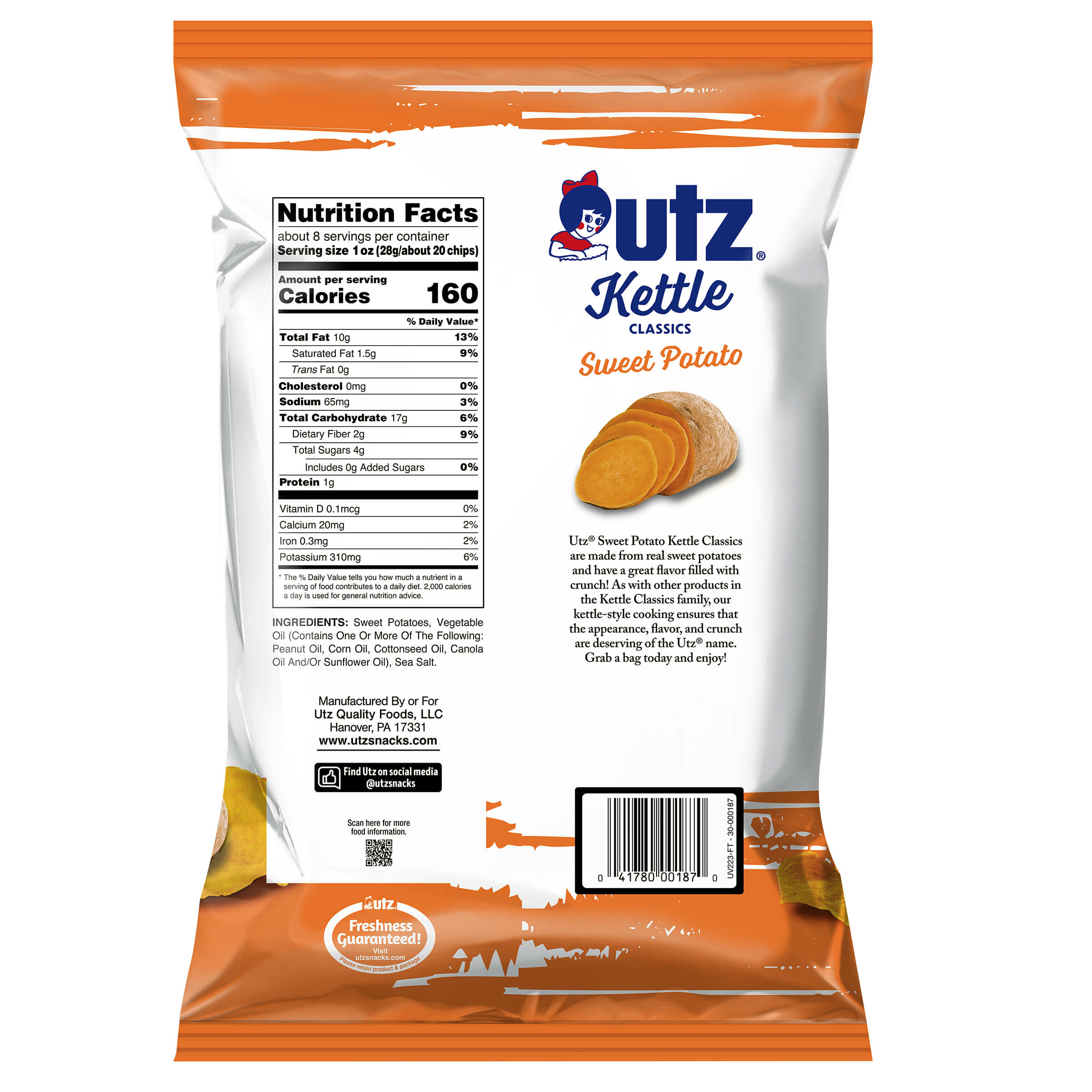 Utz Kettle Classics Potato Chips Sweet Potato