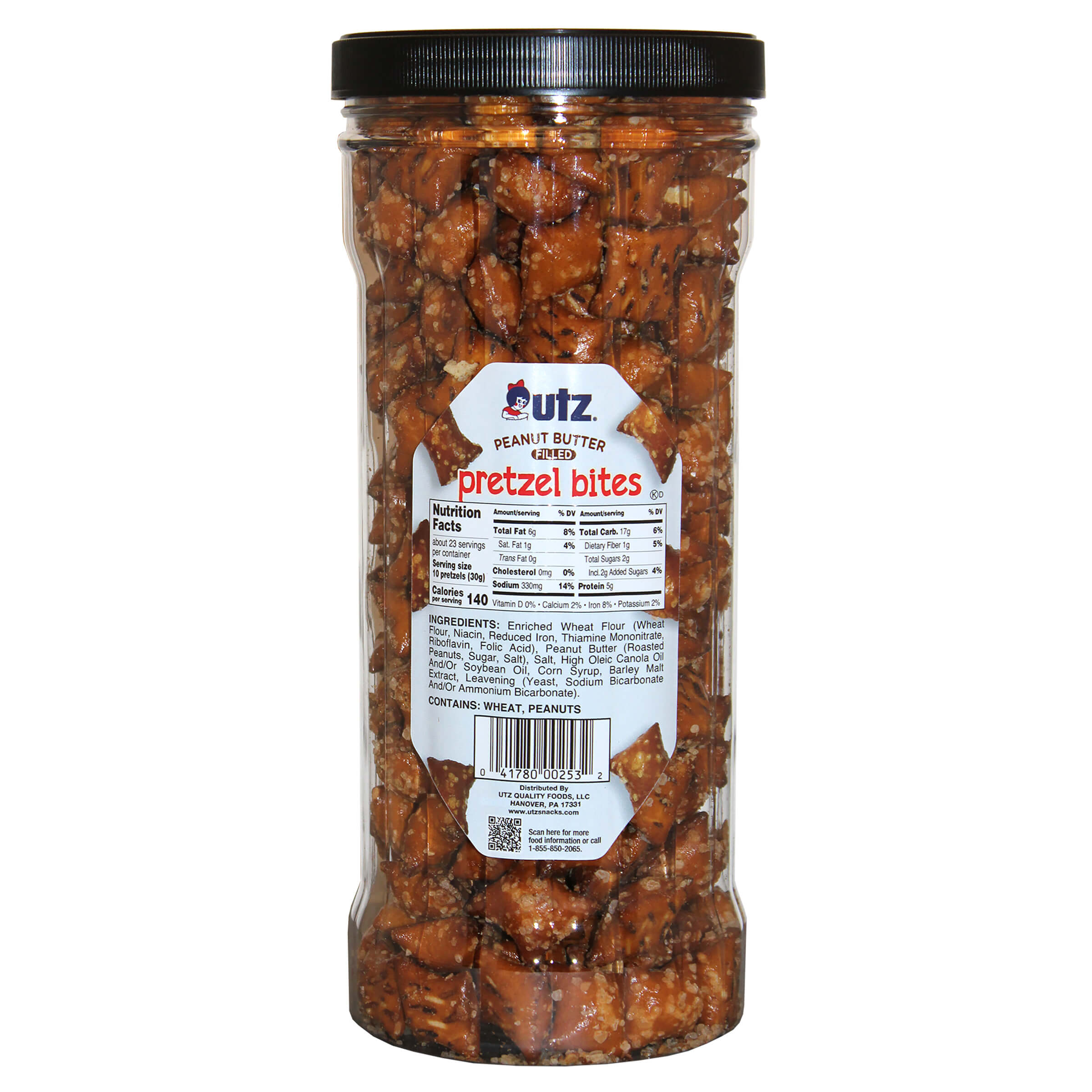 Utz Peanut Butter Filled Pretzel Bites Barrel