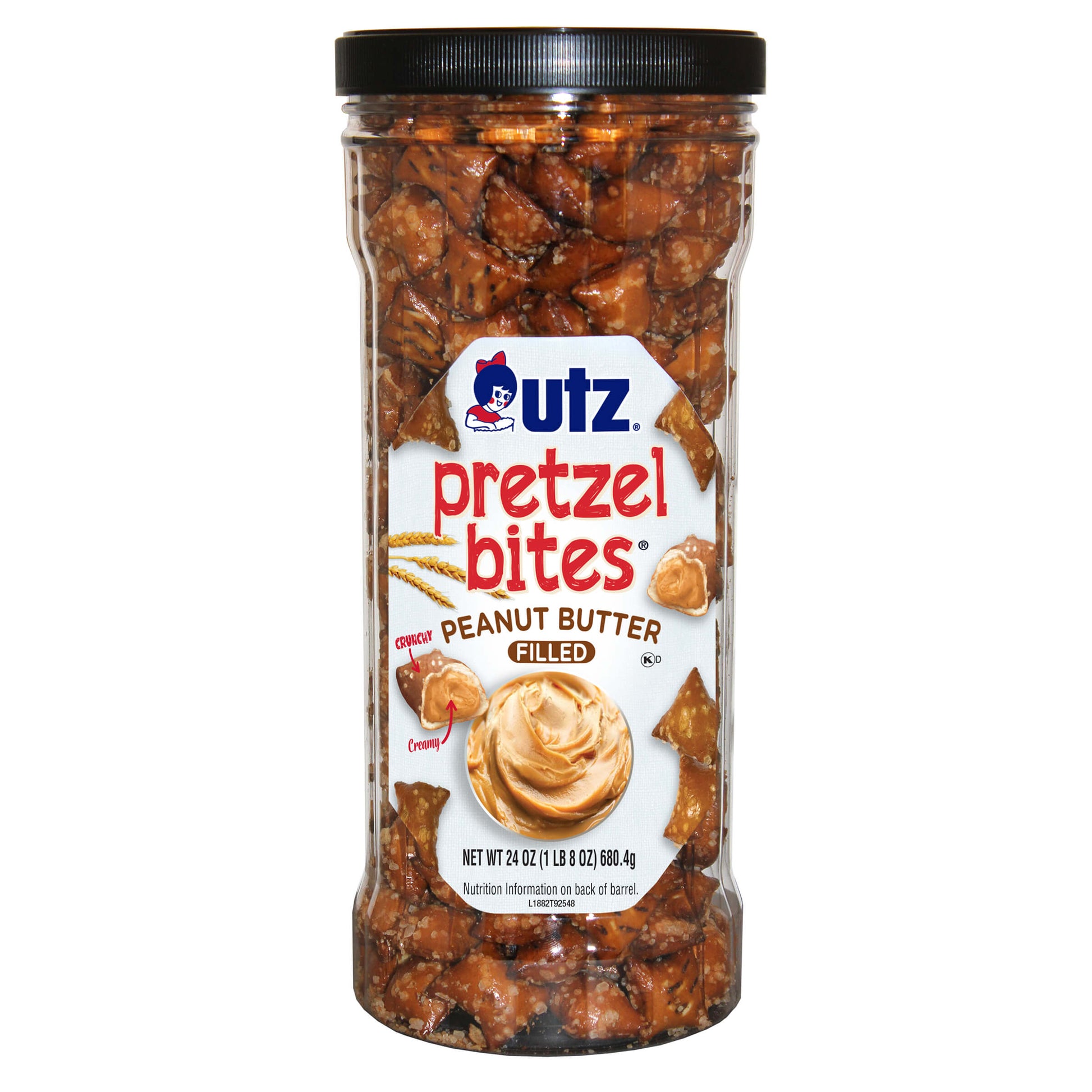 Utz Peanut Butter Filled Pretzel Bites Barrel