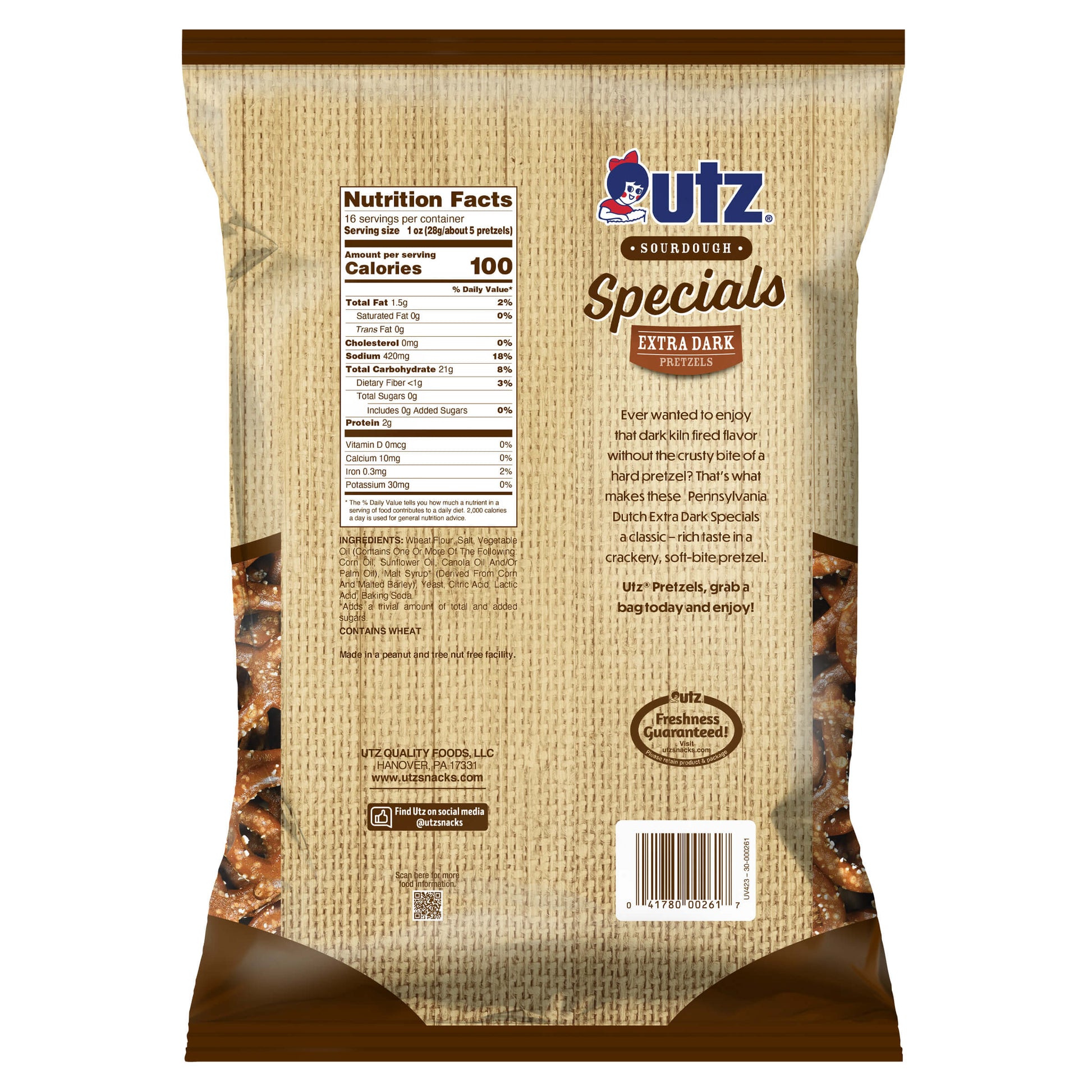 Utz Sourdough Specials Extra Dark Pretzels