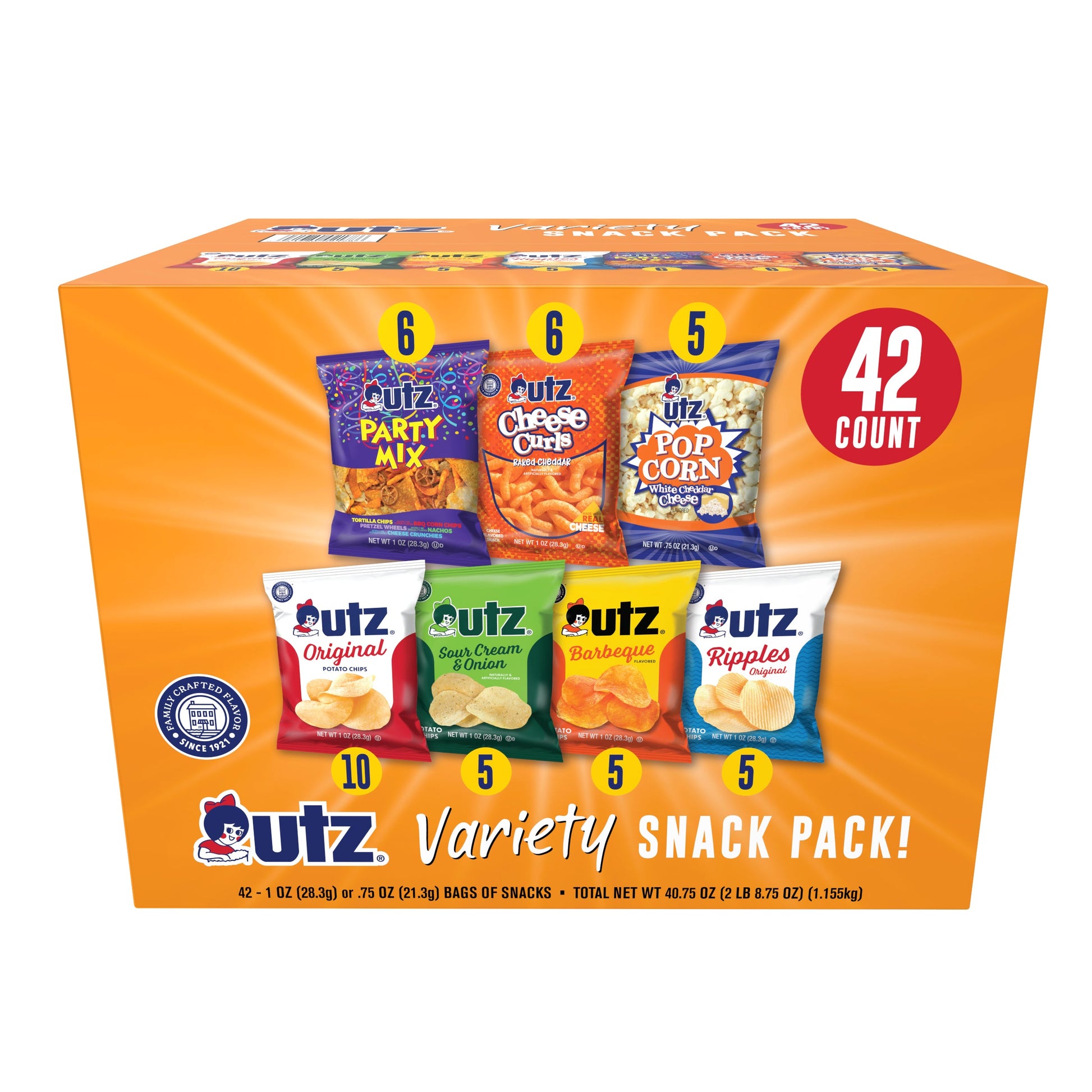 Utz Snack Variety Pack 42 count Box of .75 - 1 oz Bags