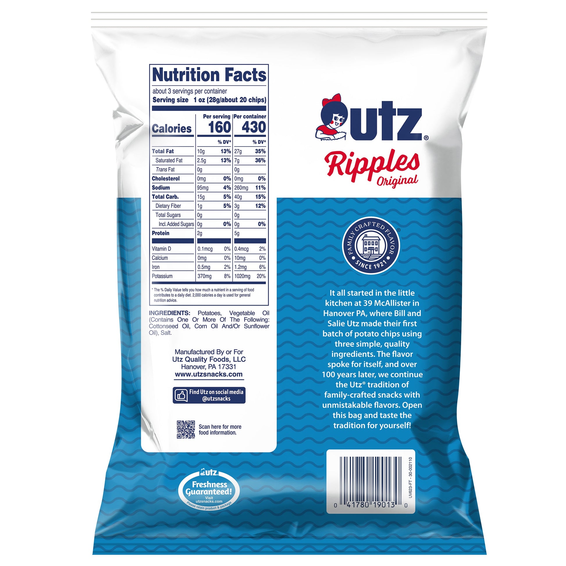 Utz Ripples Original Potato Chips