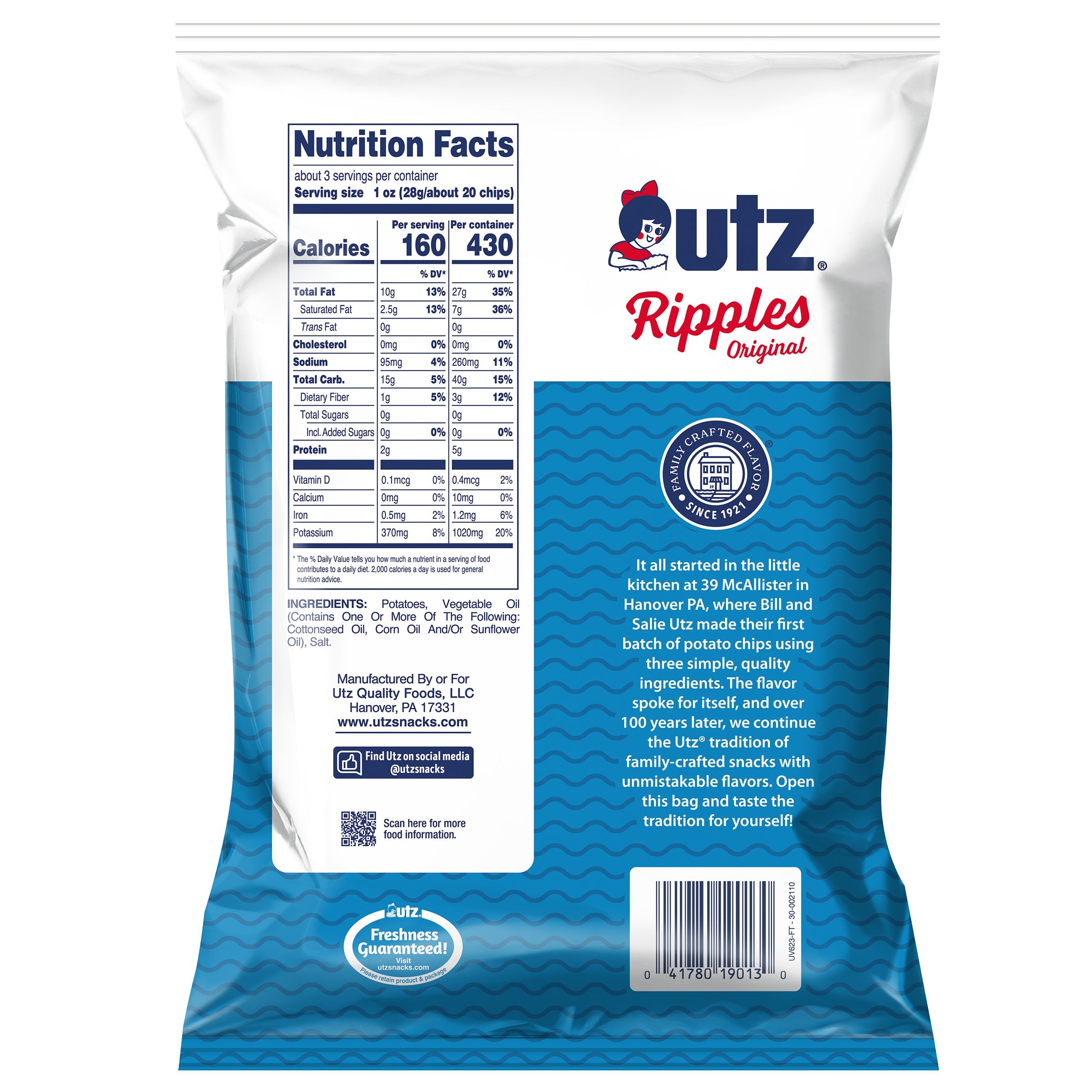 Utz Ripples Original Potato Chips