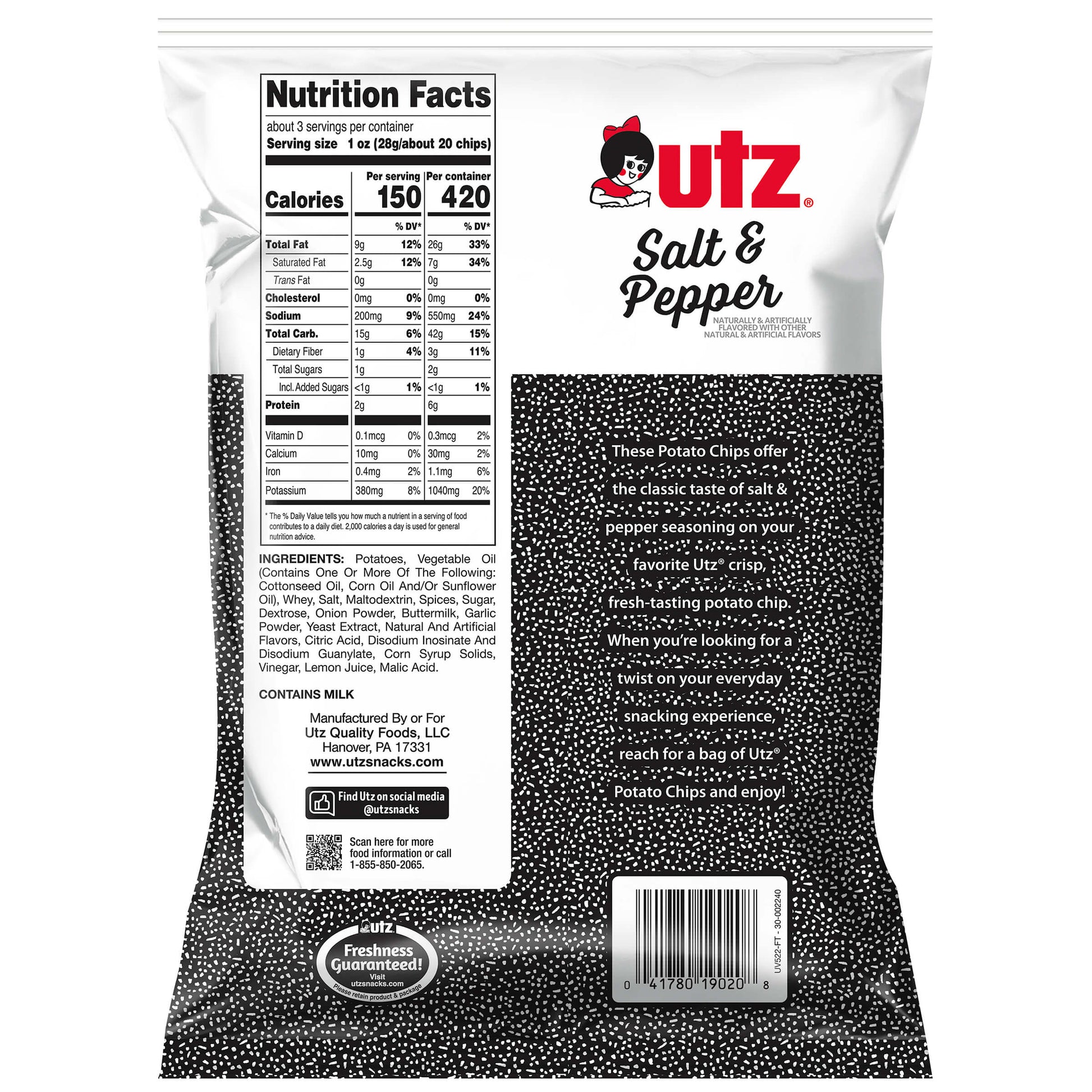 Utz Salt & Pepper Potato Chips