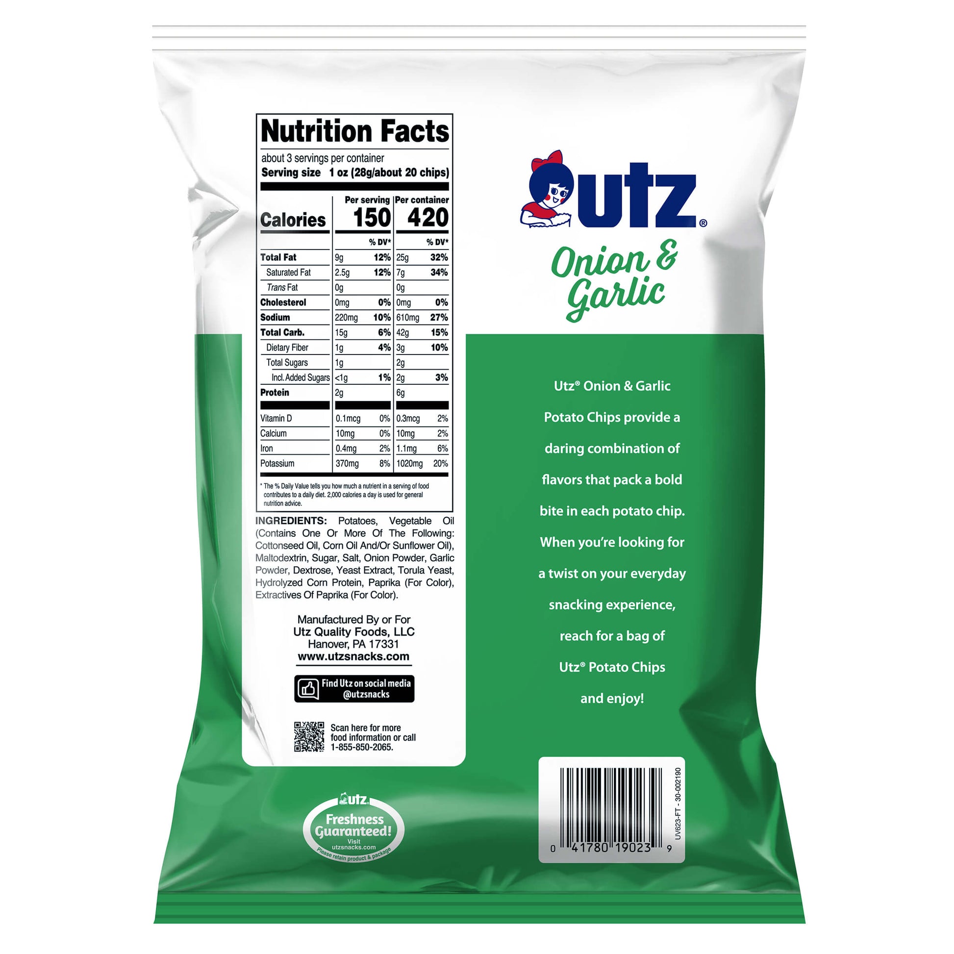 Utz Onion & Garlic Potato Chips