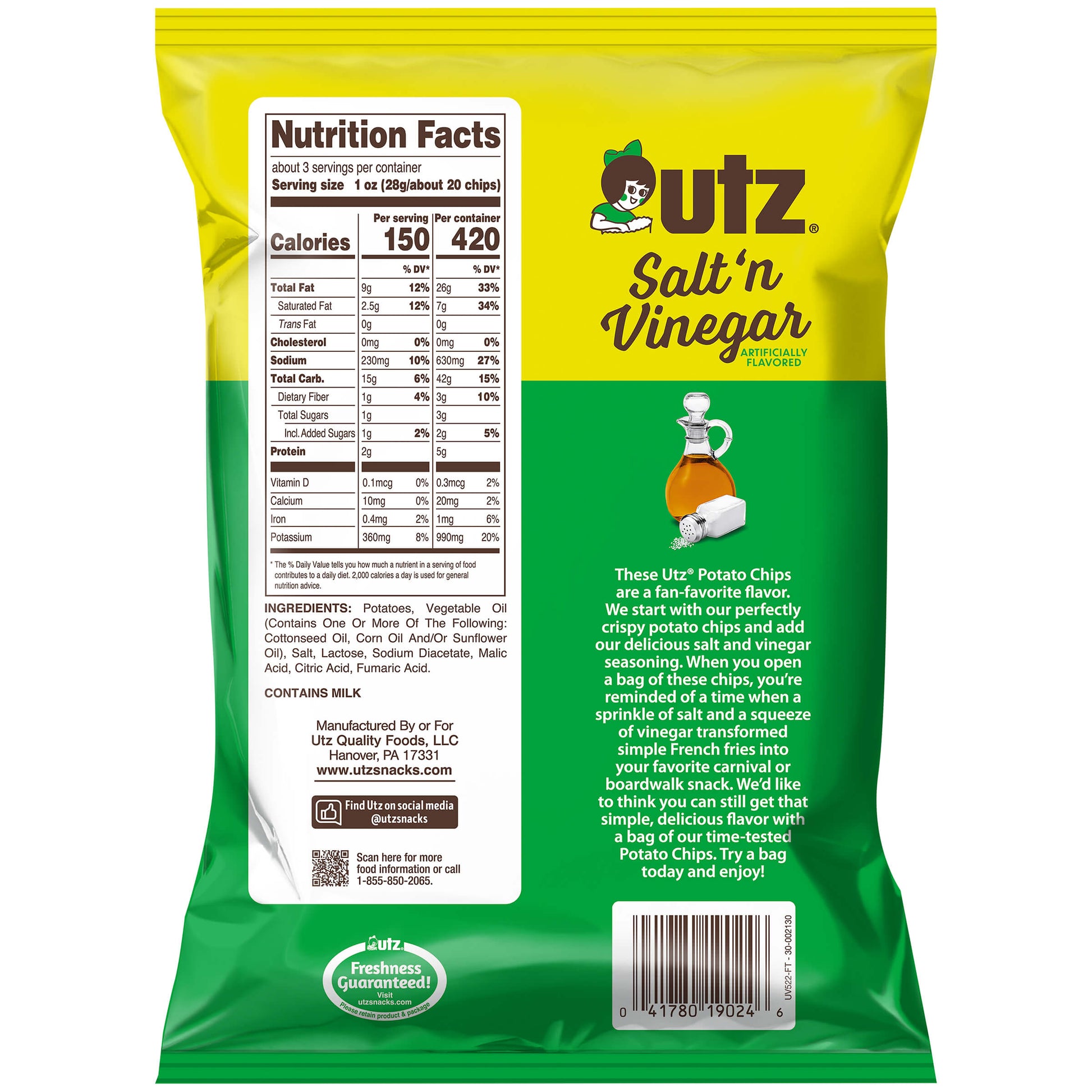 Utz Salt & Vinegar Potato Chips