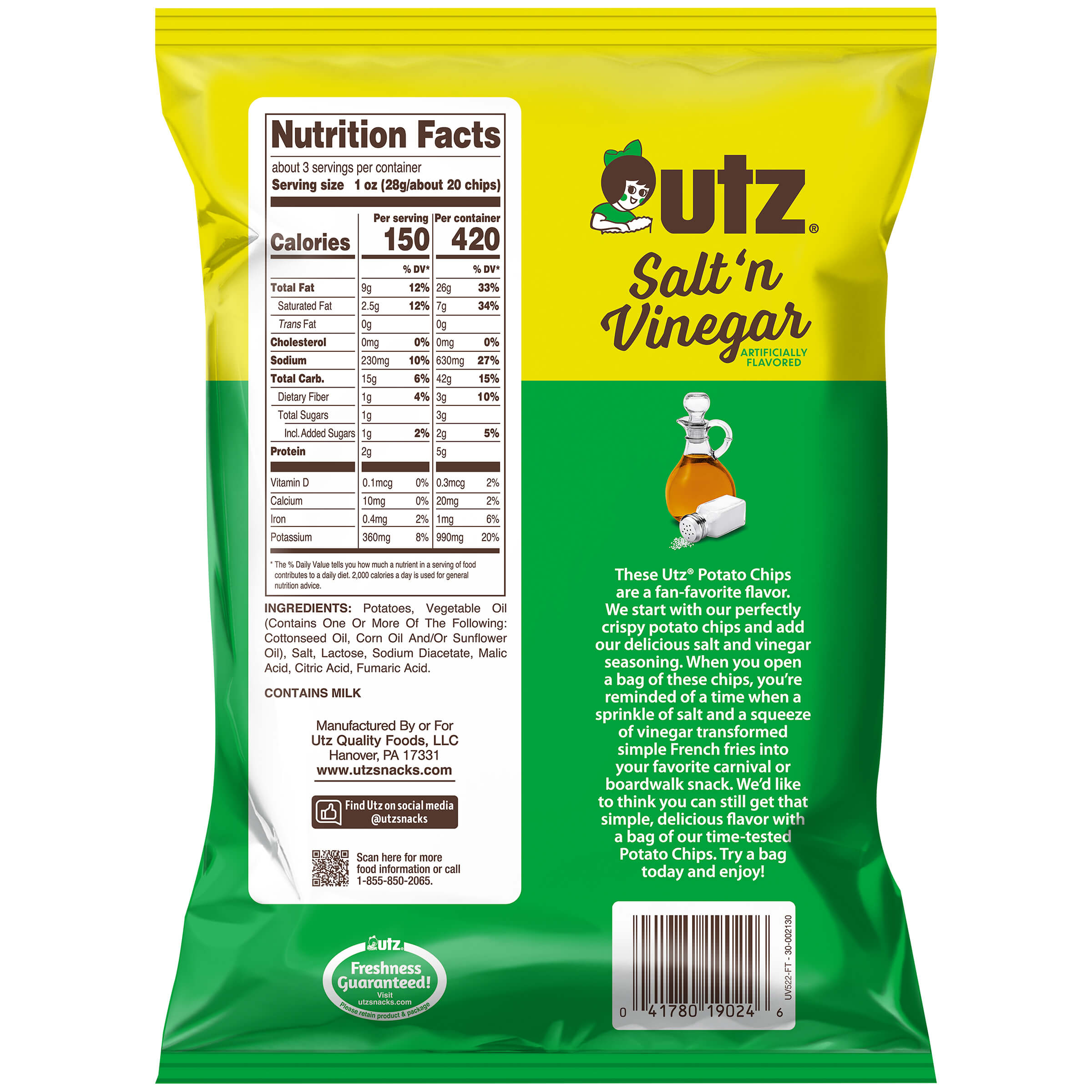 Utz Salt & Vinegar Potato Chips