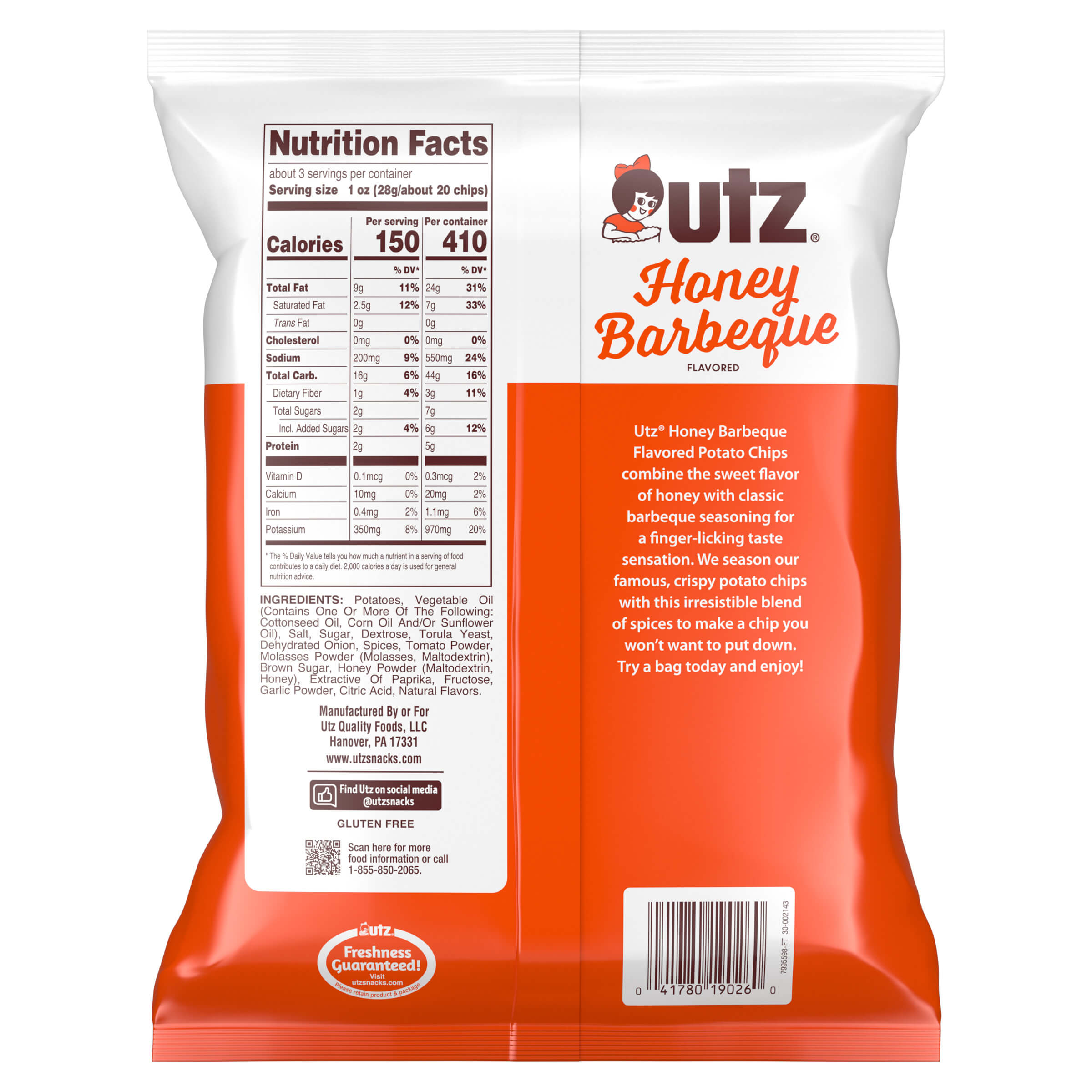 Utz Honey Barbeque Potato Chips