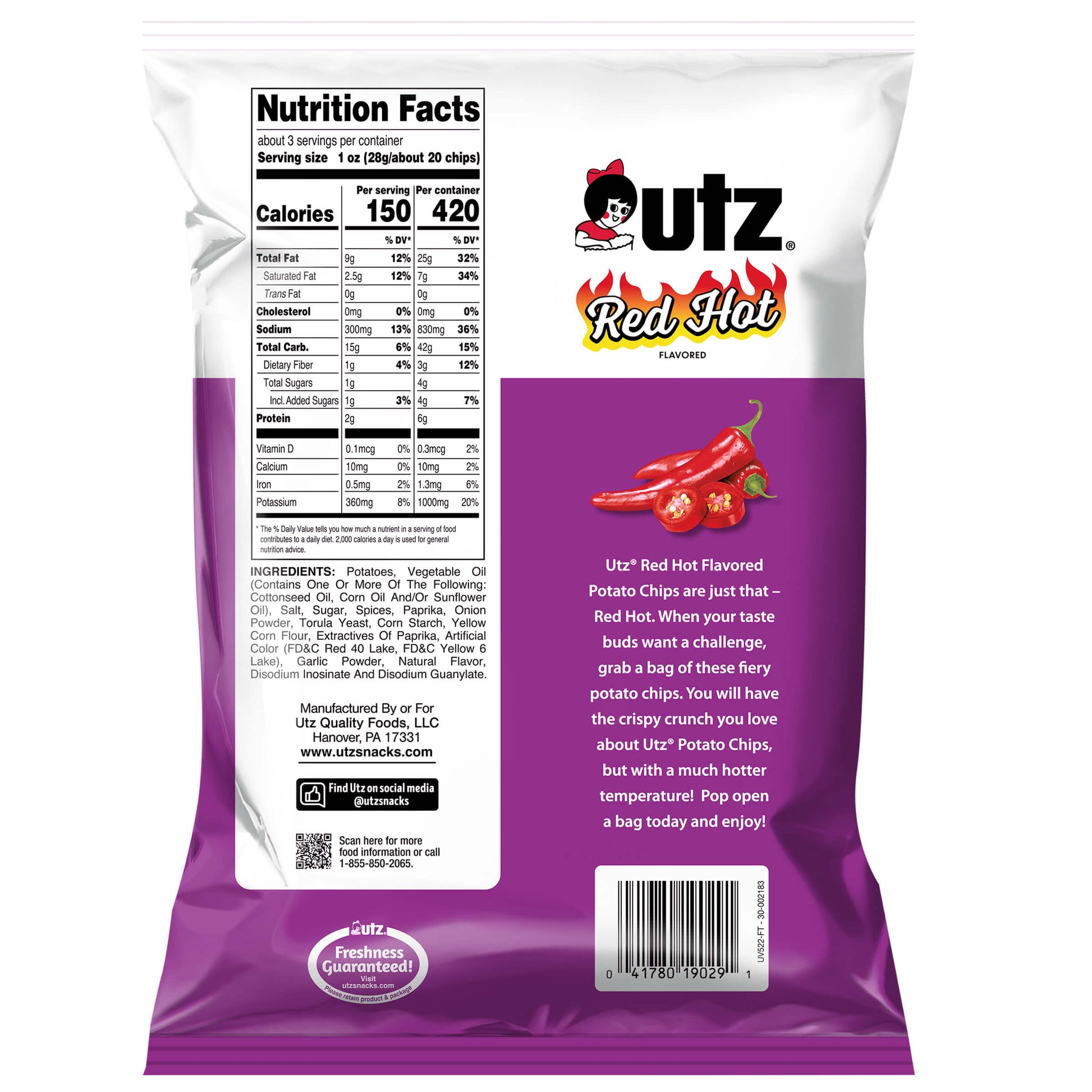 Utz Red Hot Potato Chips