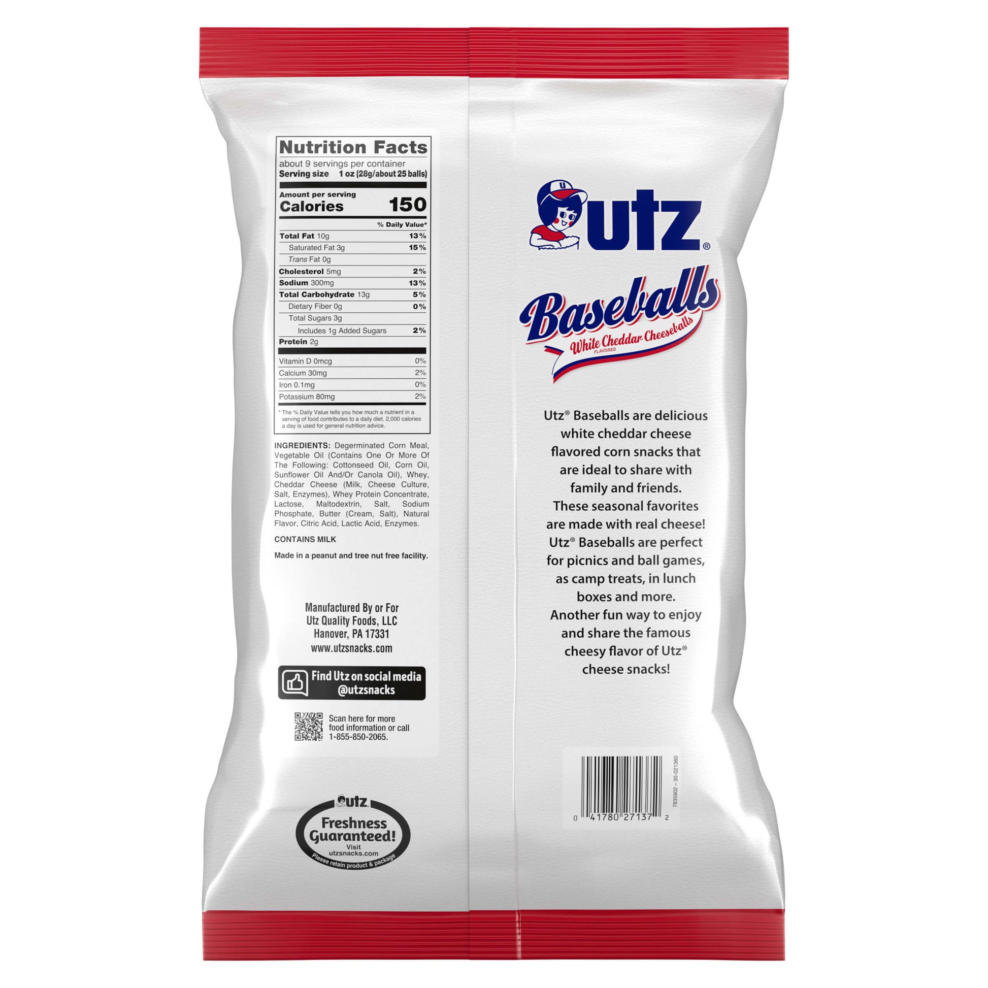 Utz Cheese Balls White Cheddar Baseballs