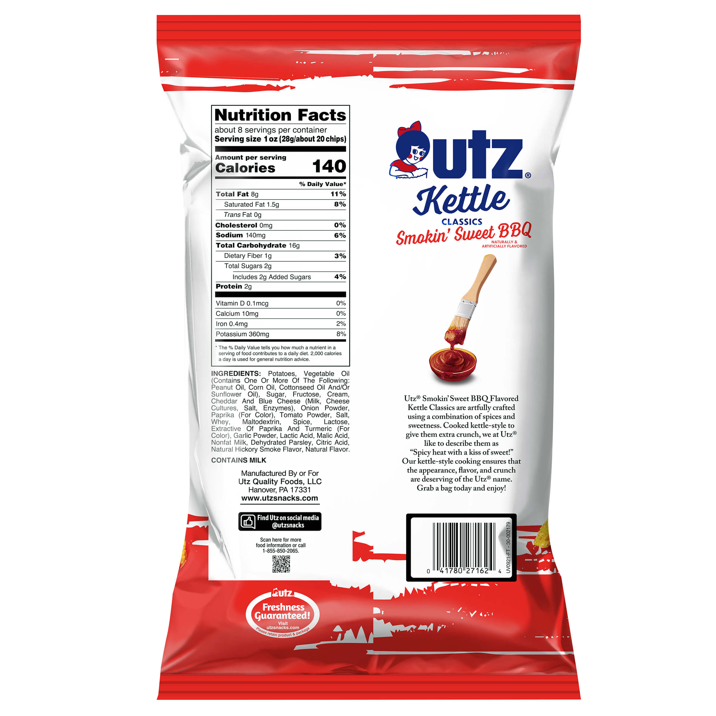 Utz Kettle Classics Potato Chips Smokin Sweet BBQ