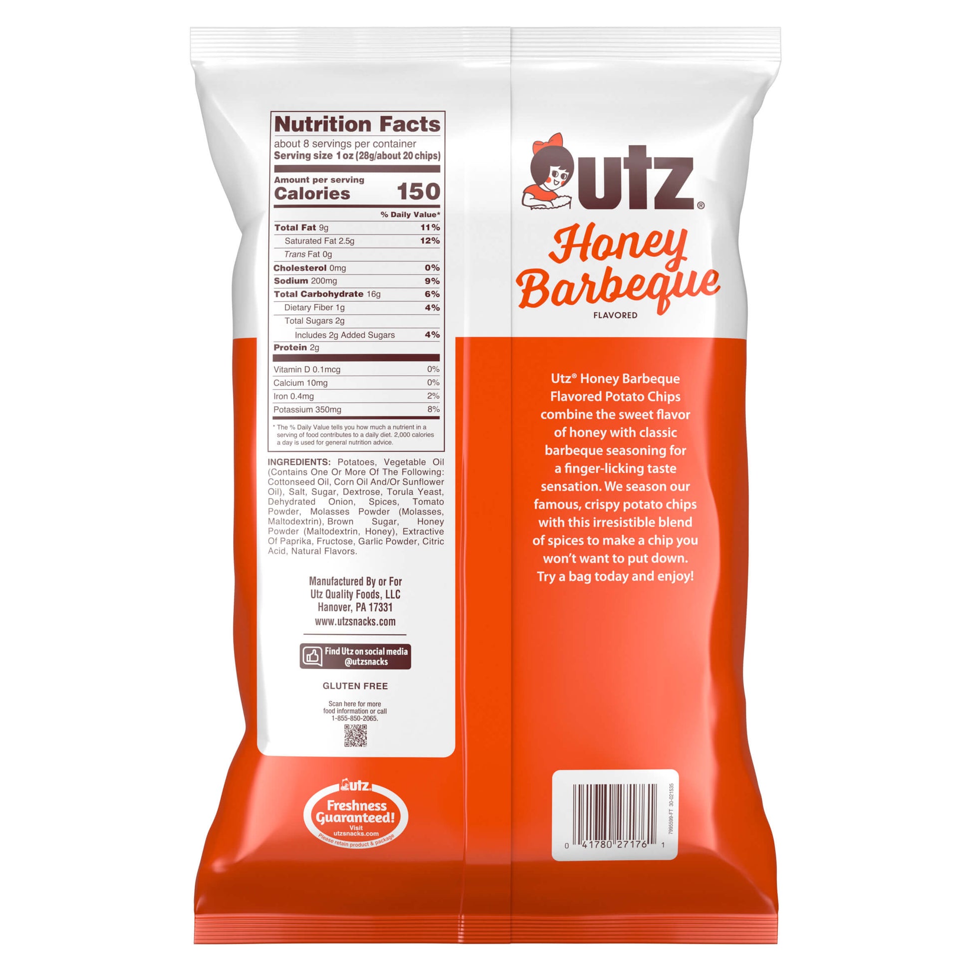 Utz Honey Barbeque Potato Chips