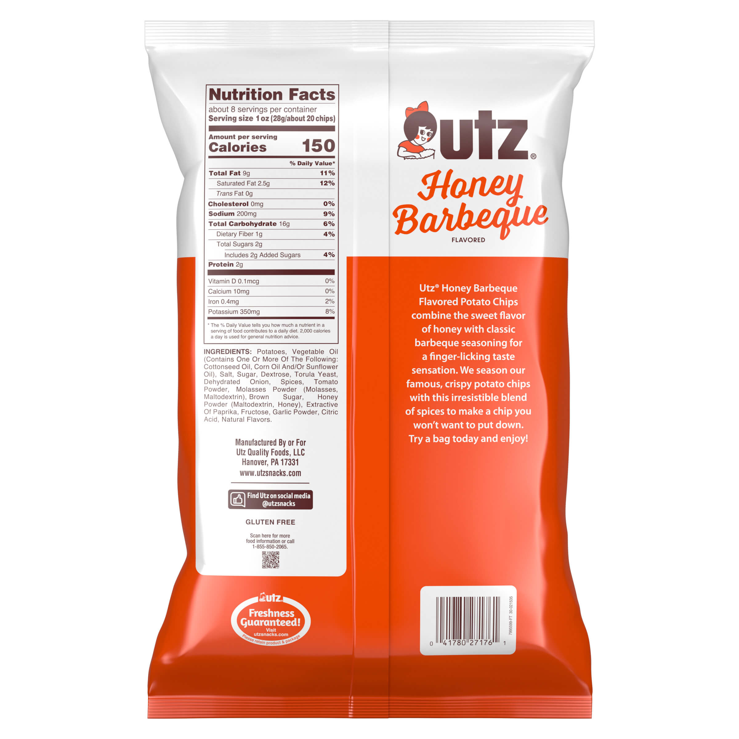 Utz Honey Barbeque Potato Chips