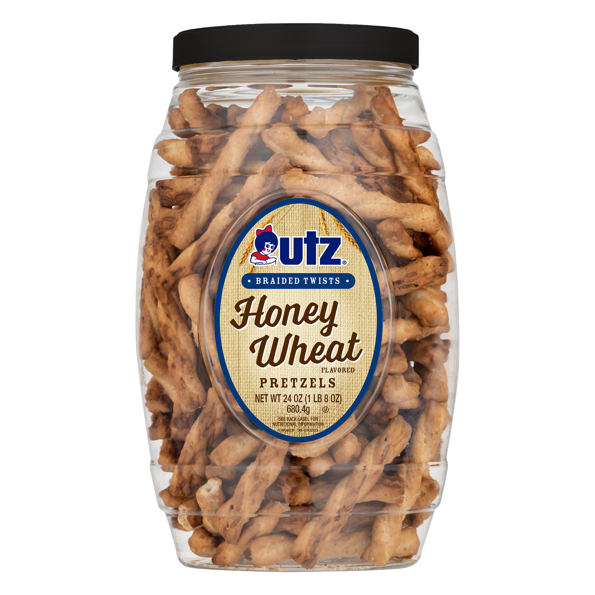 Utz Honey Wheat Braided Twists Pretzels Barrel