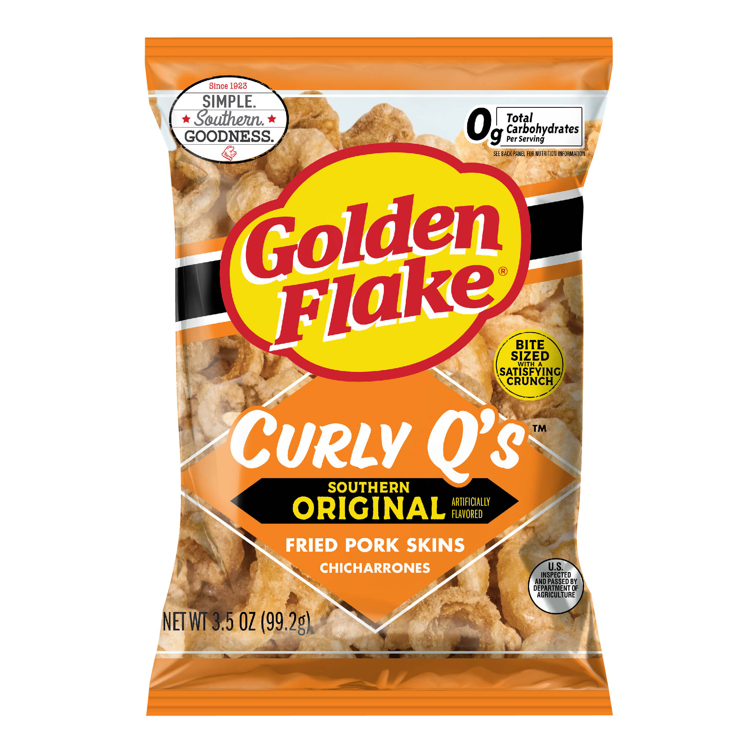 Golden Flake Pork Skins Curly Q's Original
