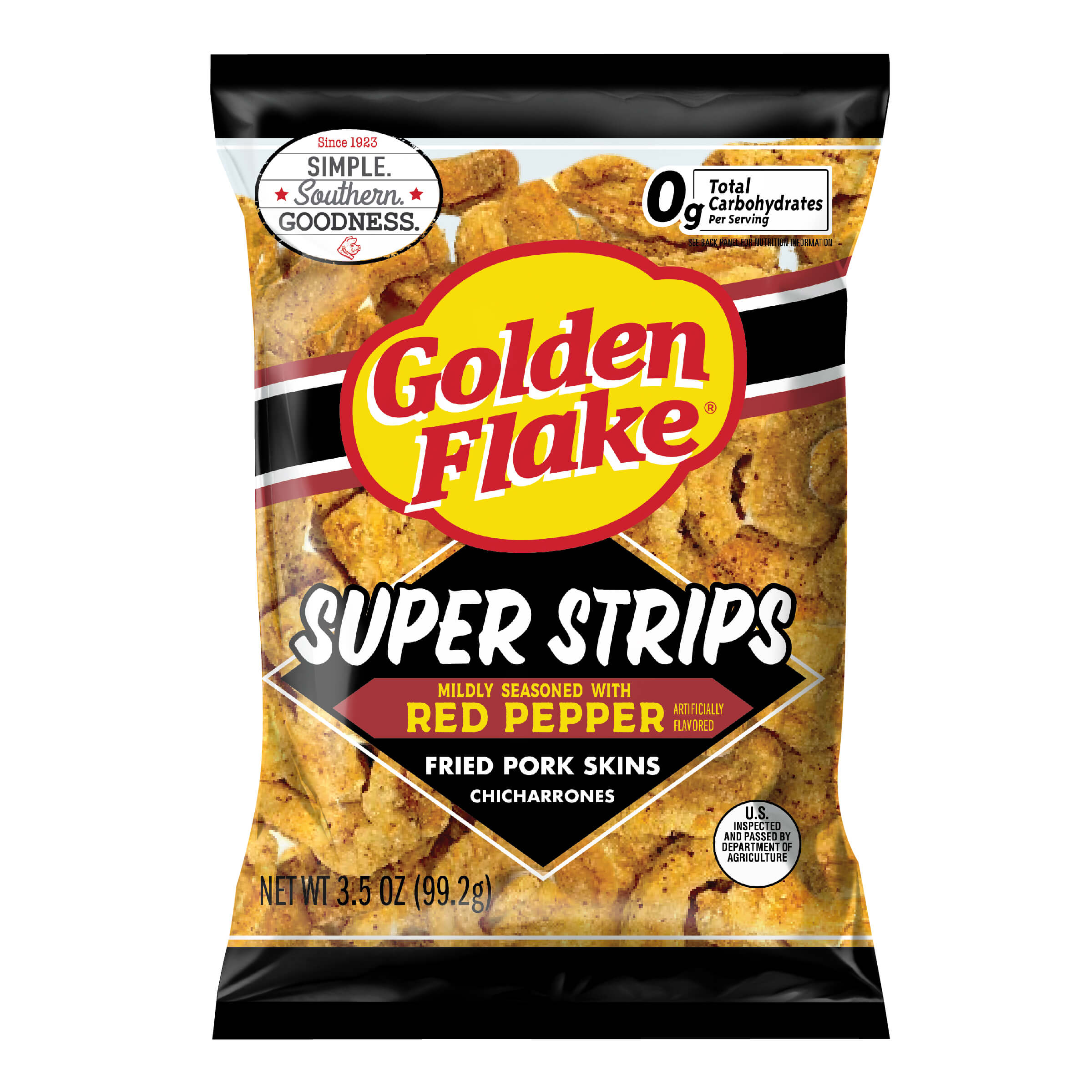 Golden Flake Pork Skins Super Strips Mild Red Pepper