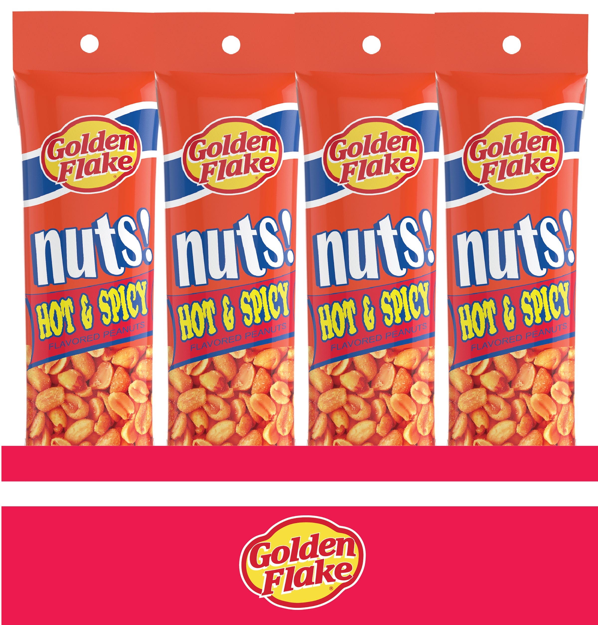 Golden Flake Nuts Variety Pack – Salted, Hot & Spicy, and Honey Roasted Peanuts (2.5oz Bags)