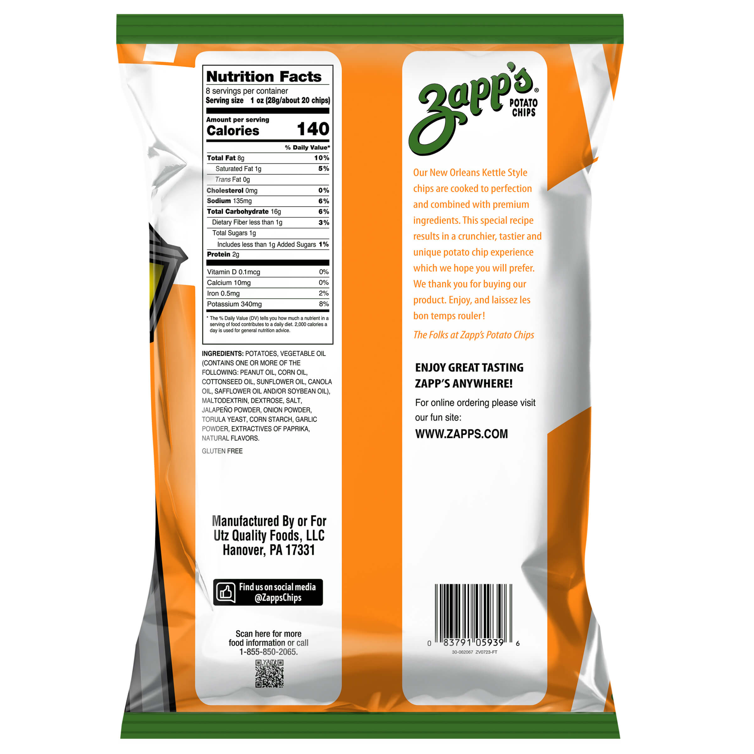 Zapp's Kettle Potato Chips Jalapeno