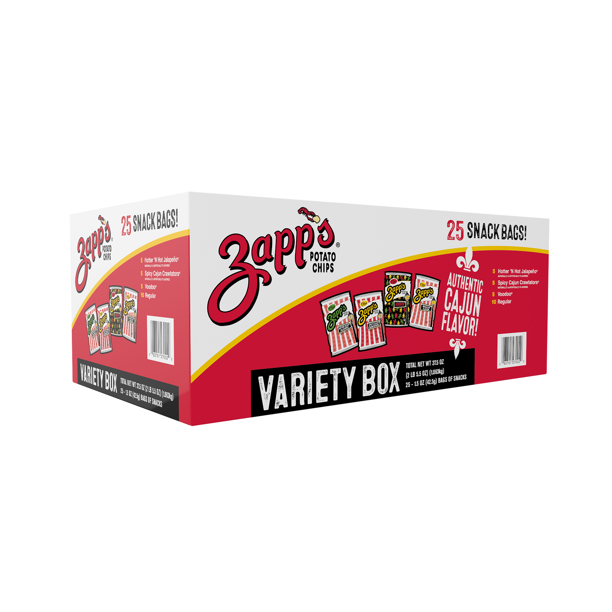 Zapp’s New Orleans Kettle-Style Potato Chips Variety Pack (1.5 oz Bags, 25 Count)