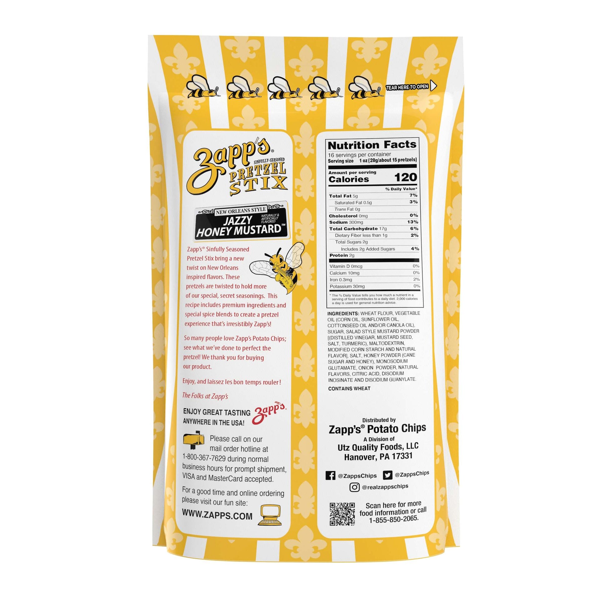 Zapp's Sinfully Seasoned Pretzel Stixs Jazzy Honey Mustard