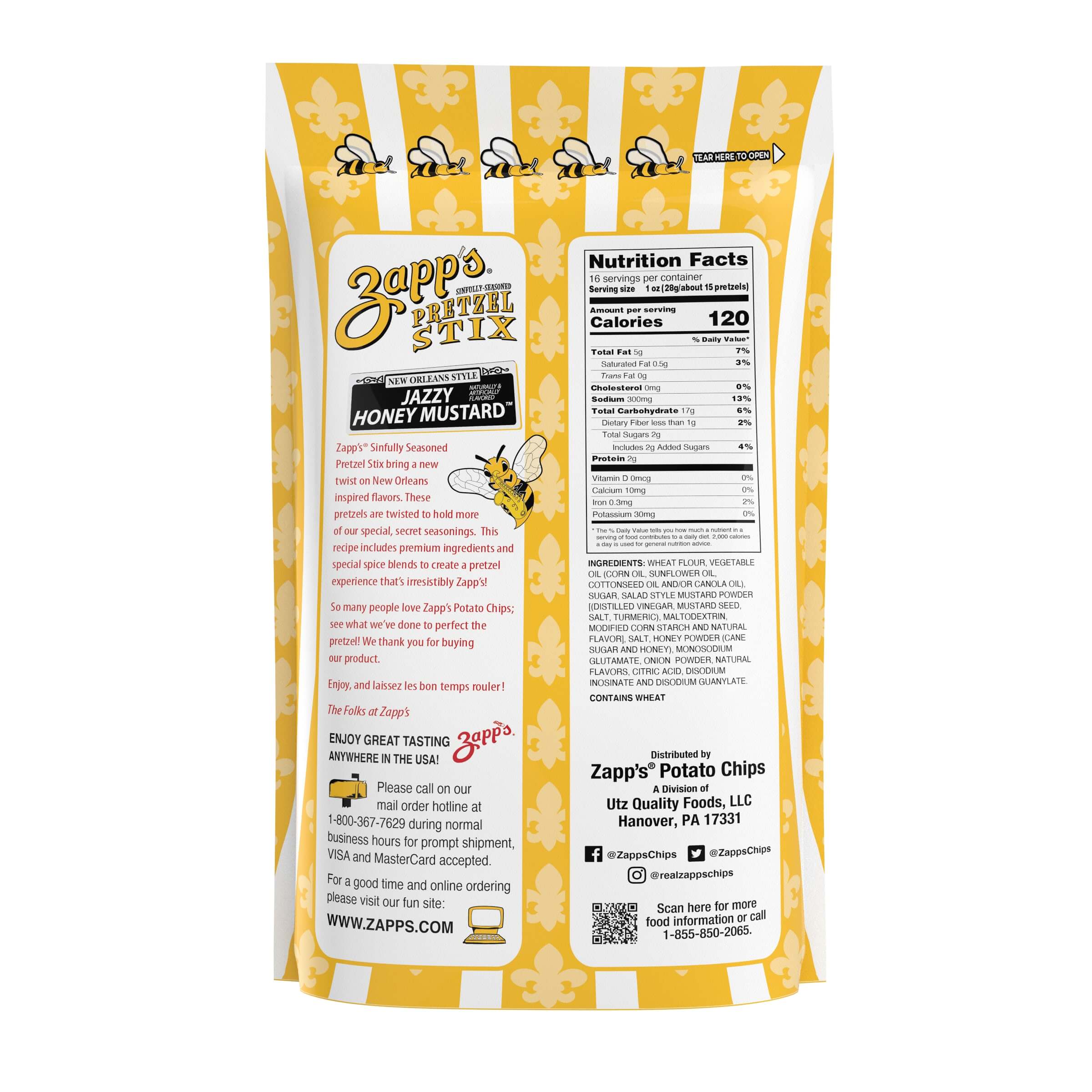 Zapp's Sinfully Seasoned Pretzel Stixs Jazzy Honey Mustard