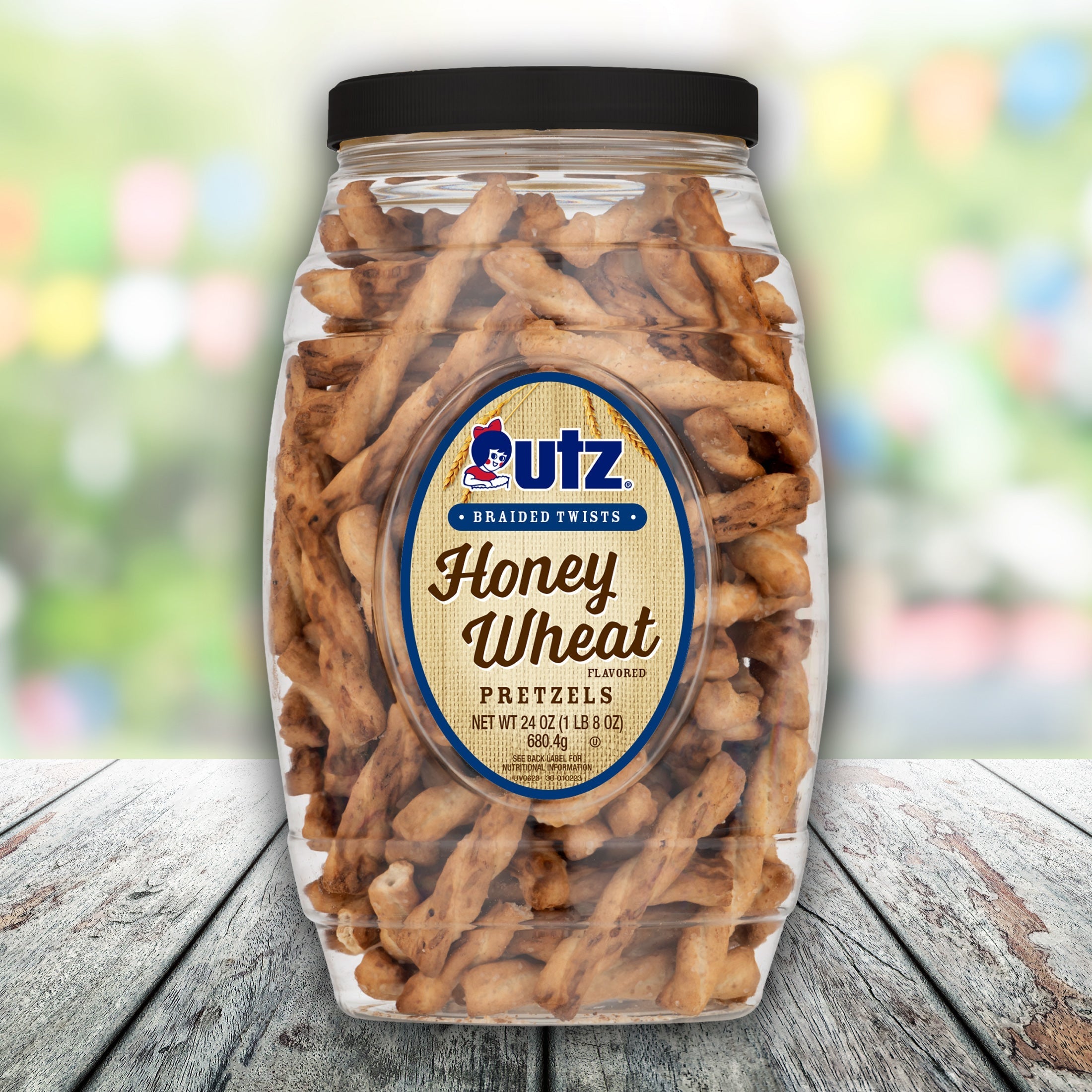 Utz Honey Wheat Braided Twists Pretzels Barrel
