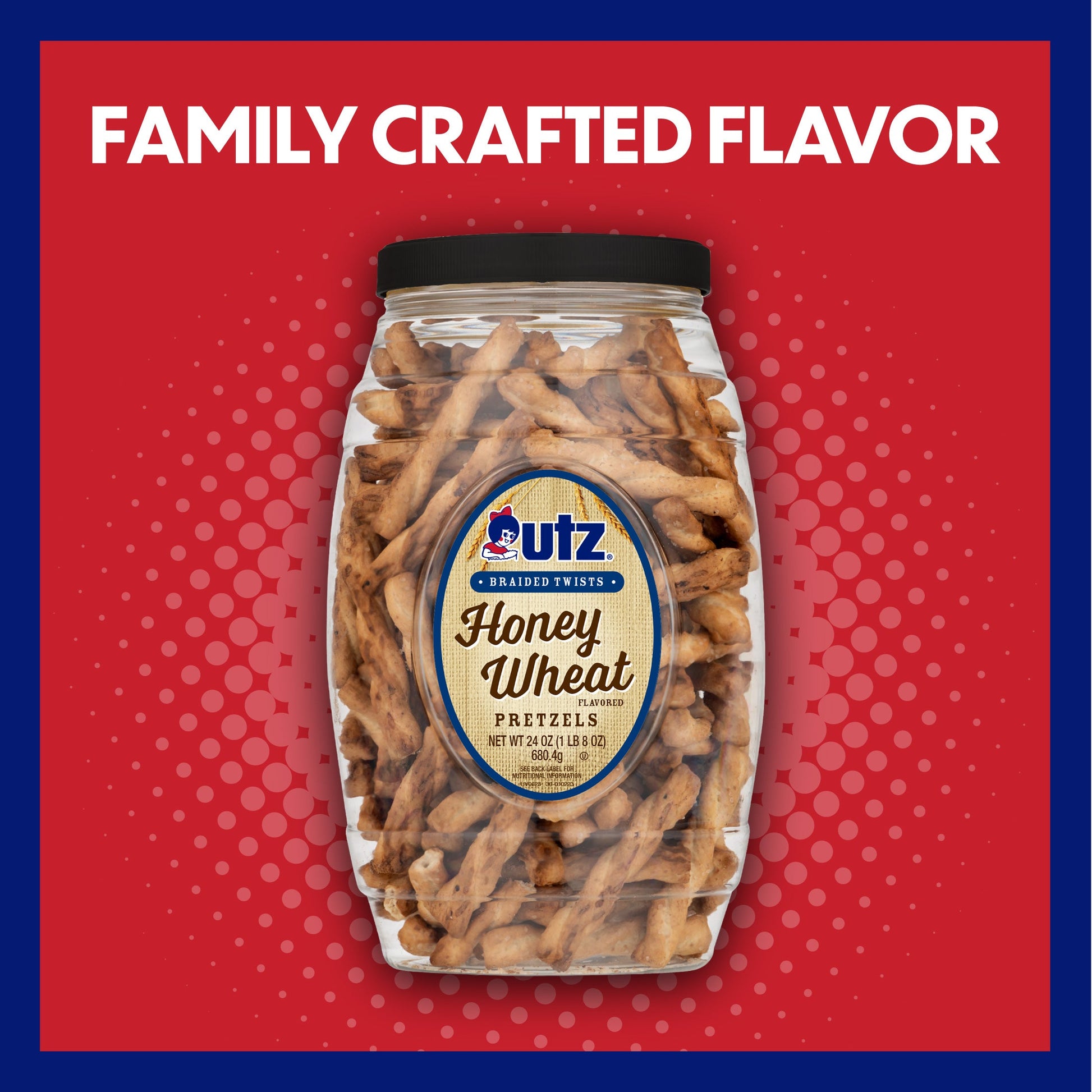 Utz Honey Wheat Braided Twists Pretzels Barrel