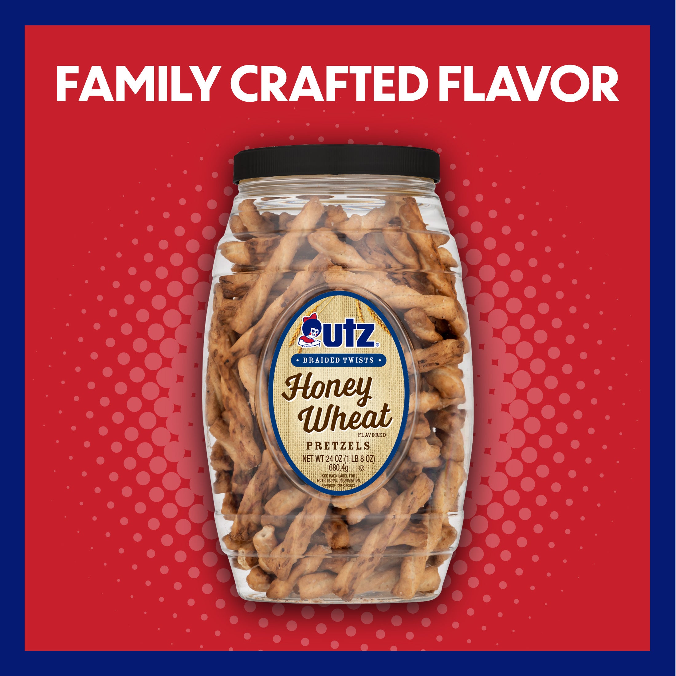 Utz Honey Wheat Braided Twists Pretzels Barrel