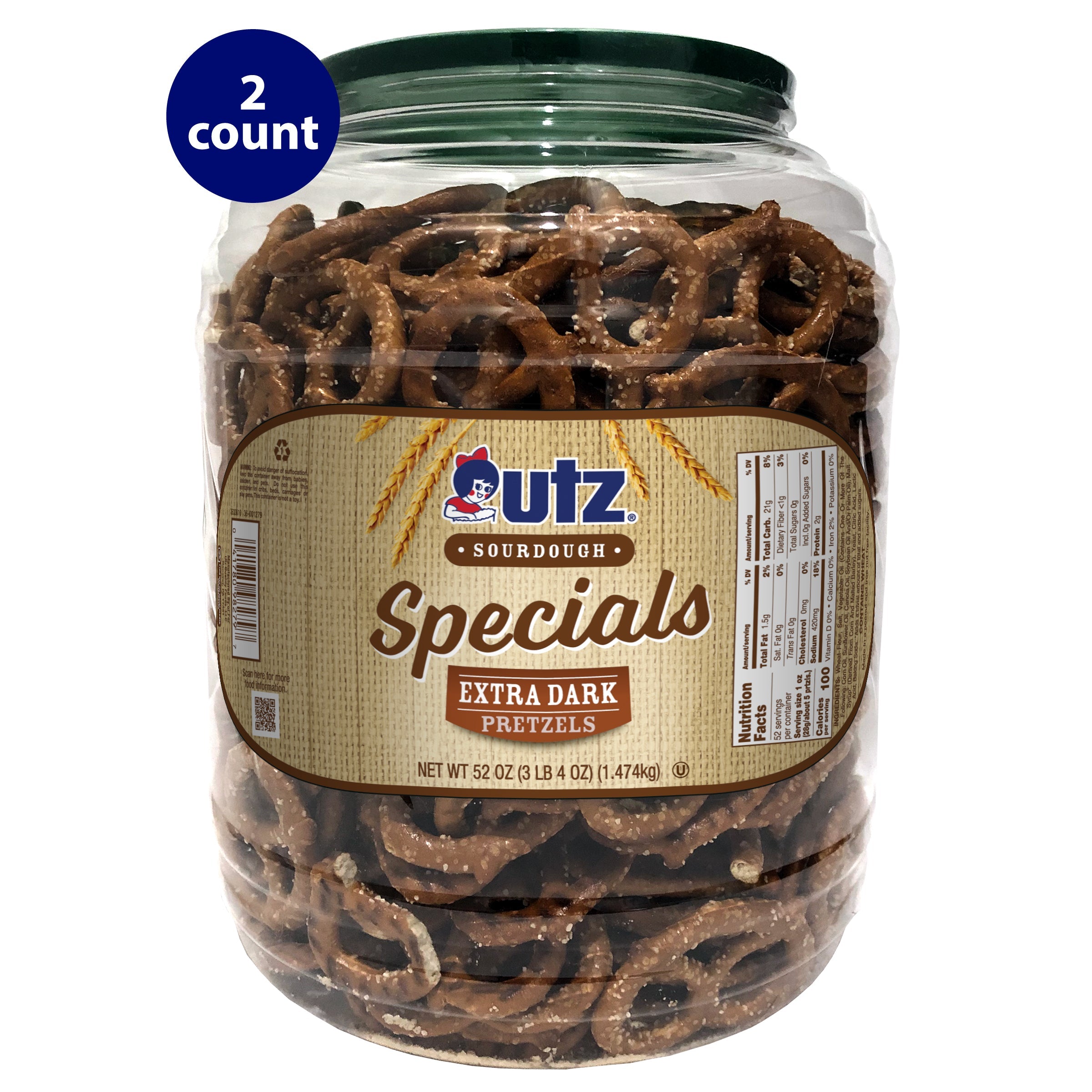 Utz Sourdough Specials Extra Dark Pretzels Barrel