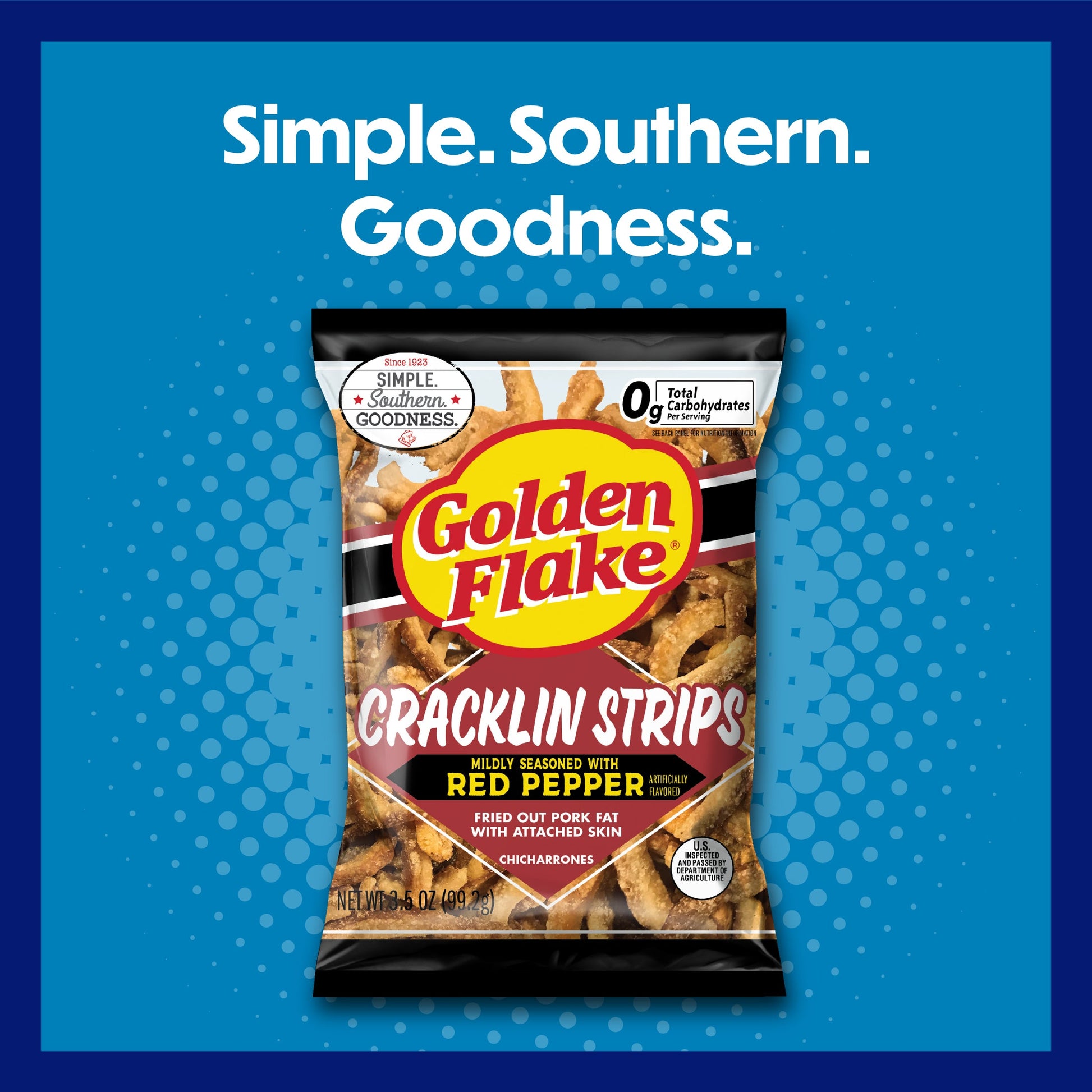 Golden Flake Pork Cracklin Skins Mild Red Pepper