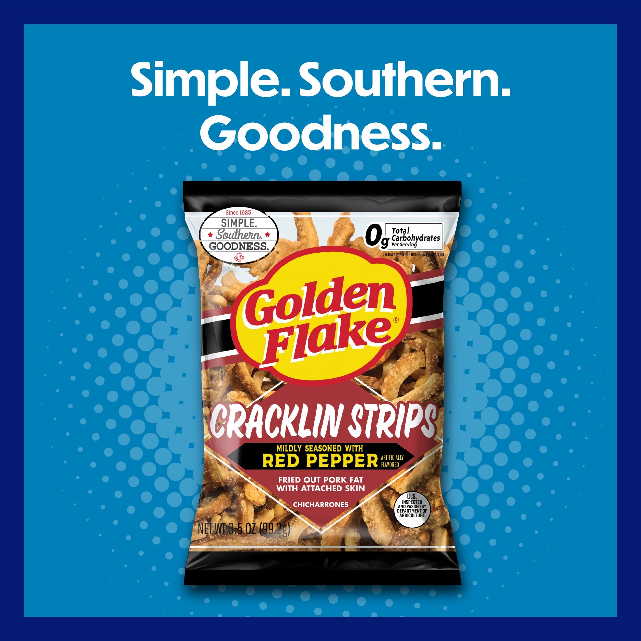 Golden Flake Pork Cracklin Skins Mild Red Pepper