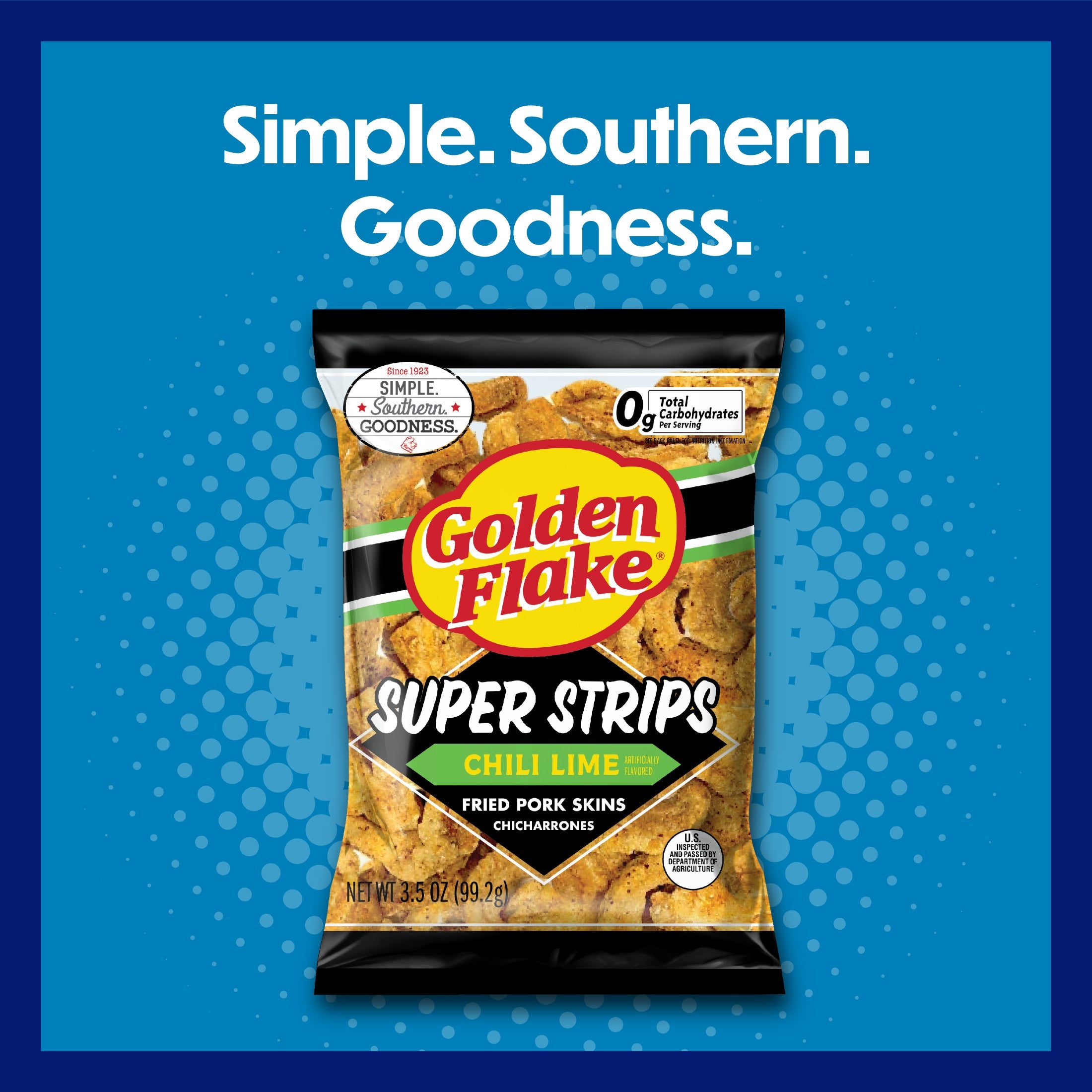 Golden Flake Pork Skins Super Strips Chili Lime
