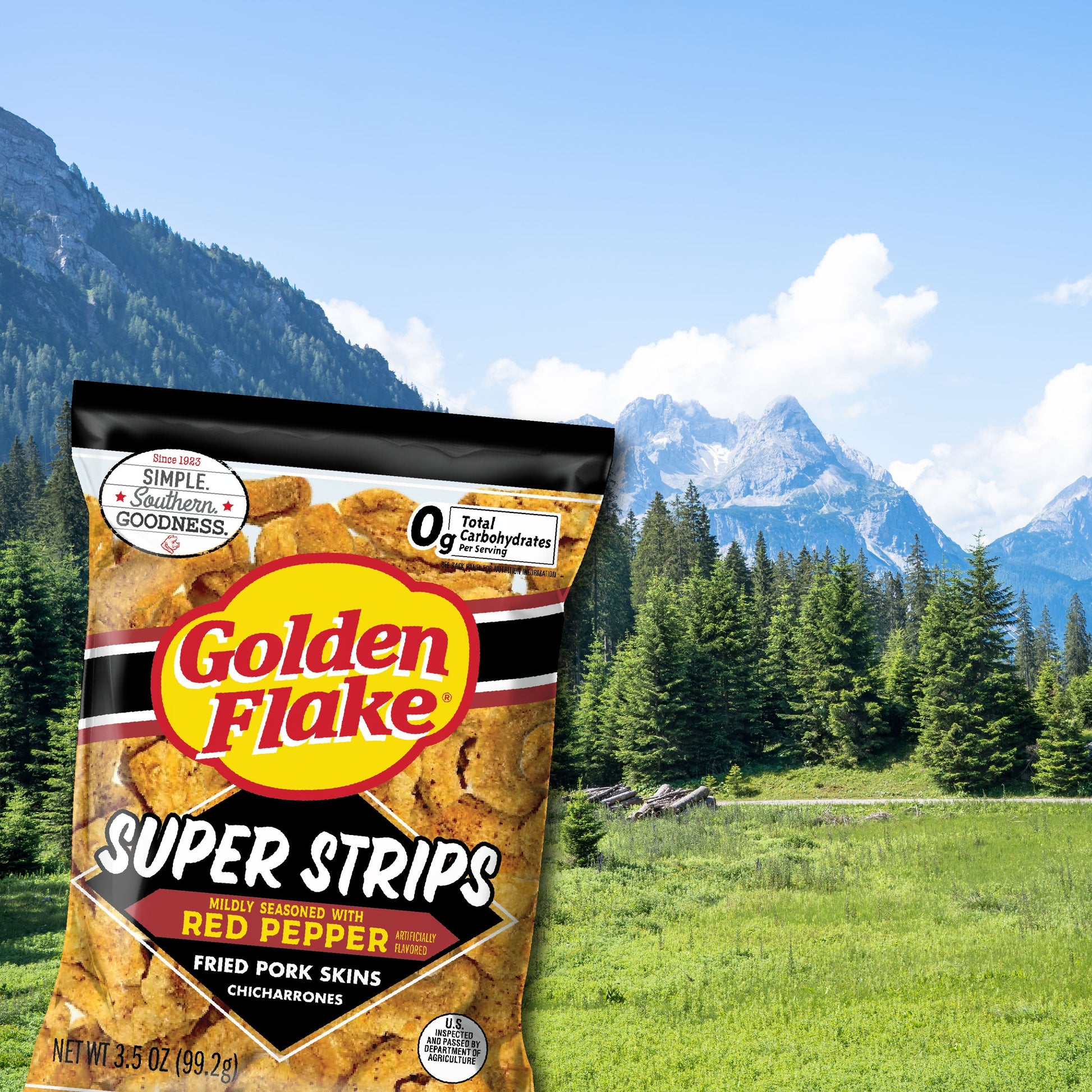 Golden Flake Pork Skins Super Strips Mild Red Pepper