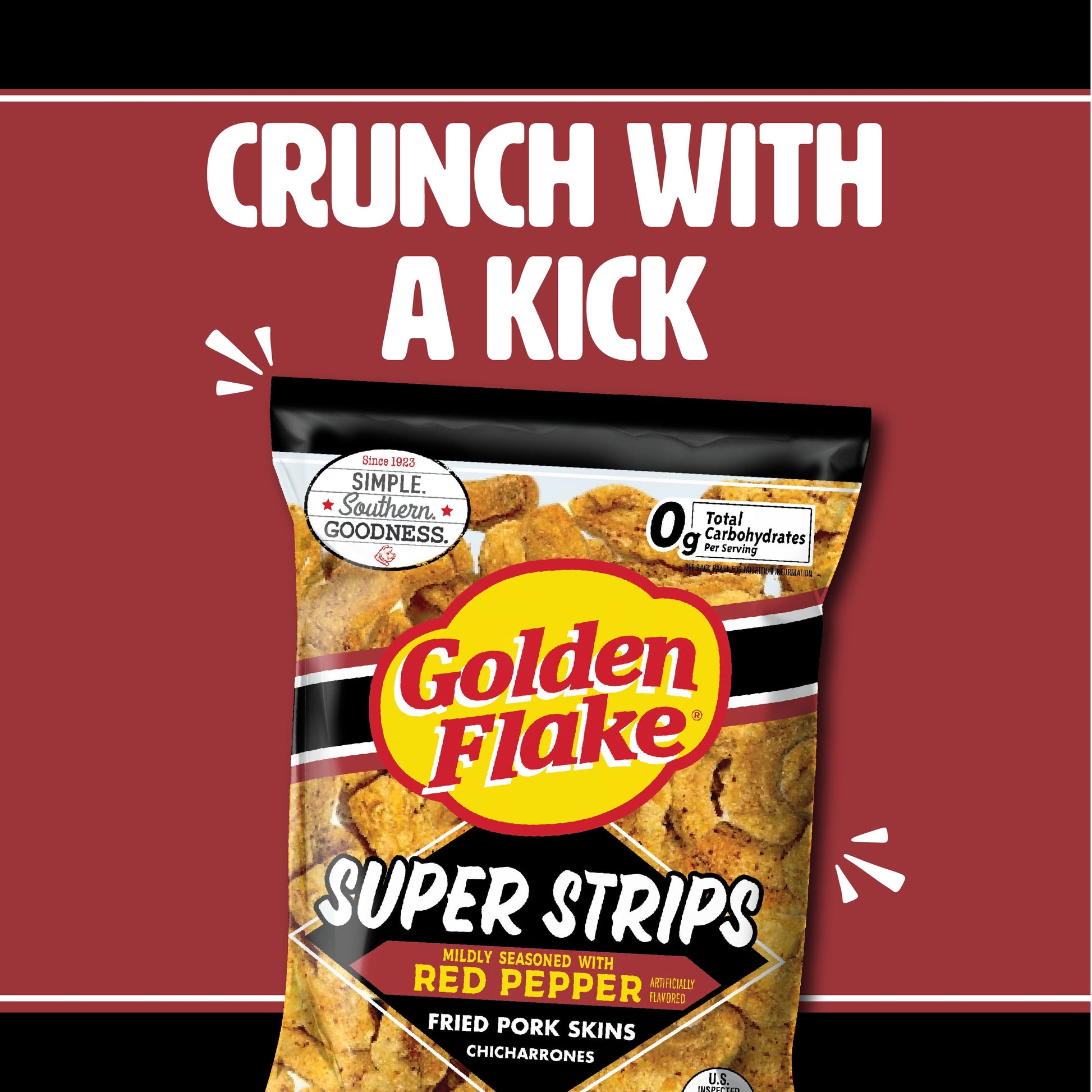 Golden Flake Pork Skins Super Strips Mild Red Pepper