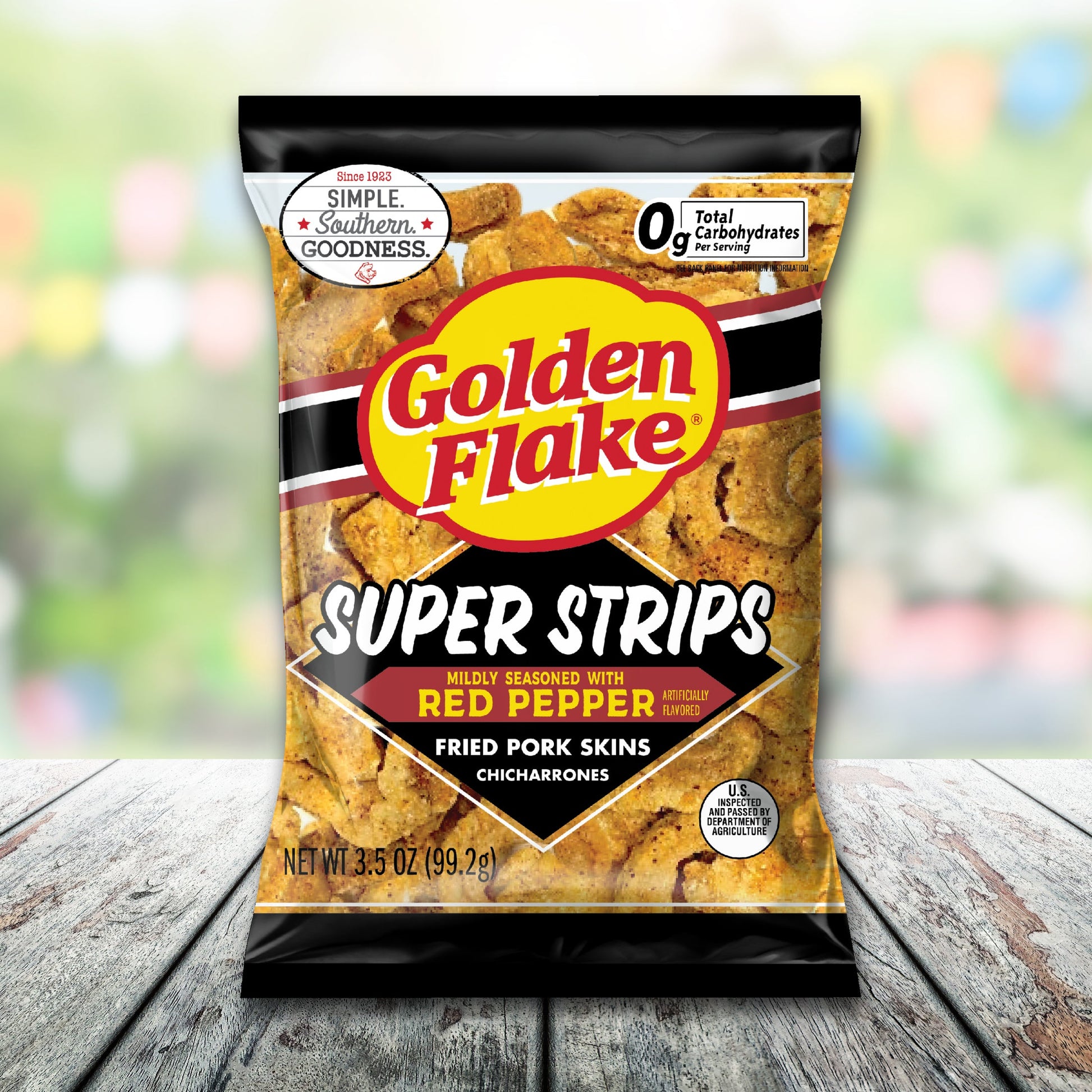 Golden Flake Pork Skins Super Strips Mild Red Pepper