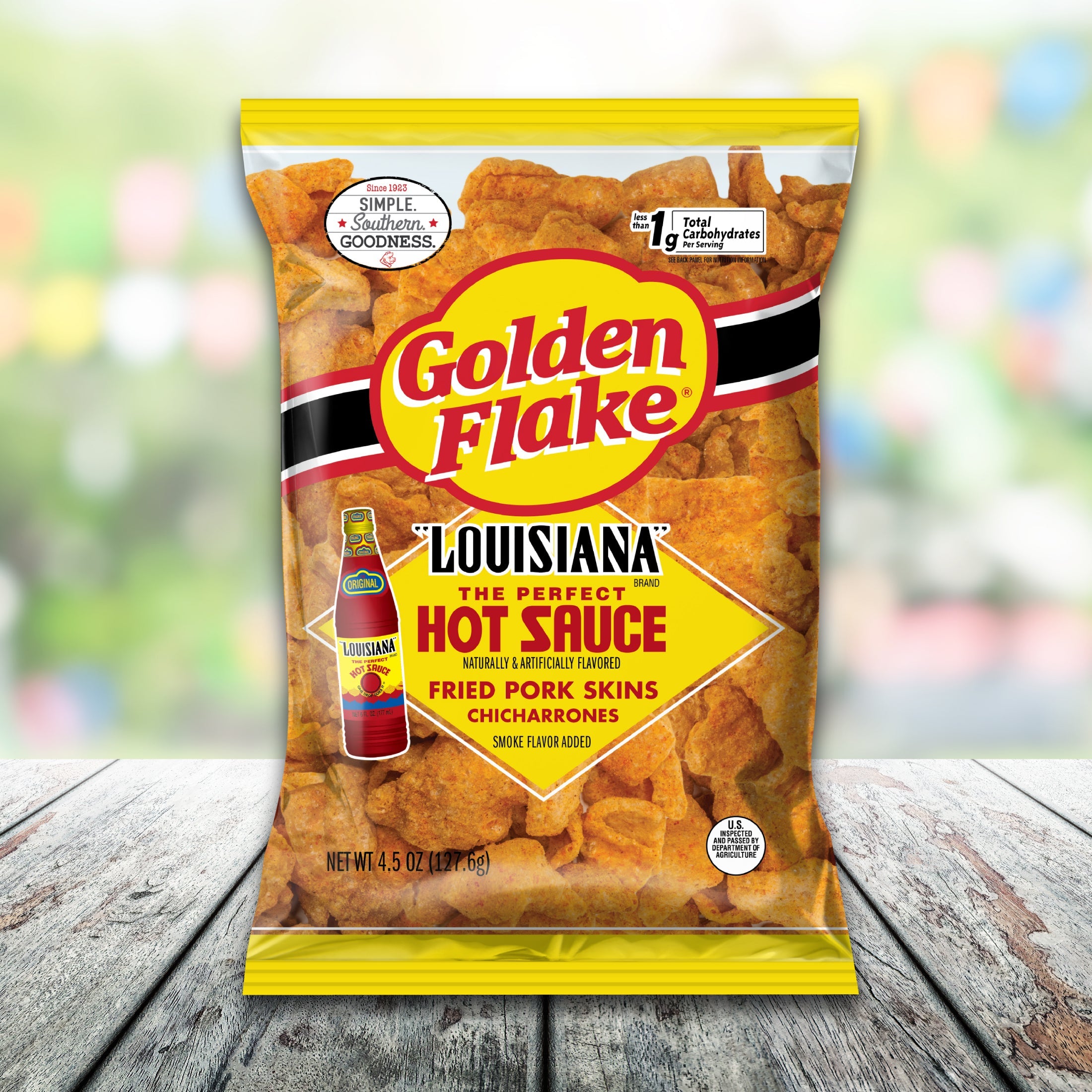 Golden Flake Pork Skins Louisiana Hot Sauce