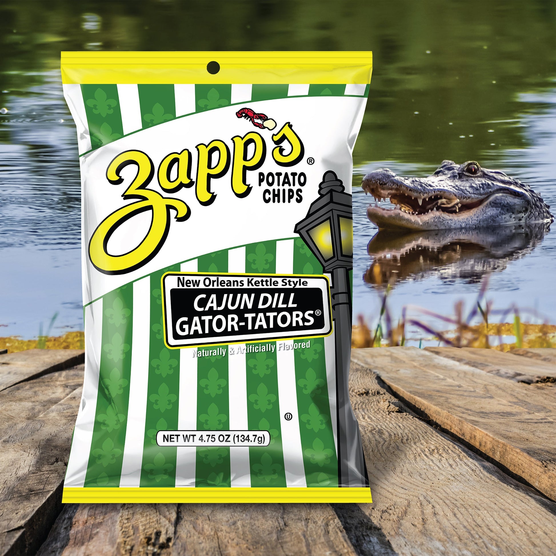 Zapp's Kettle Potato Chips Cajun Dill Gator-tator