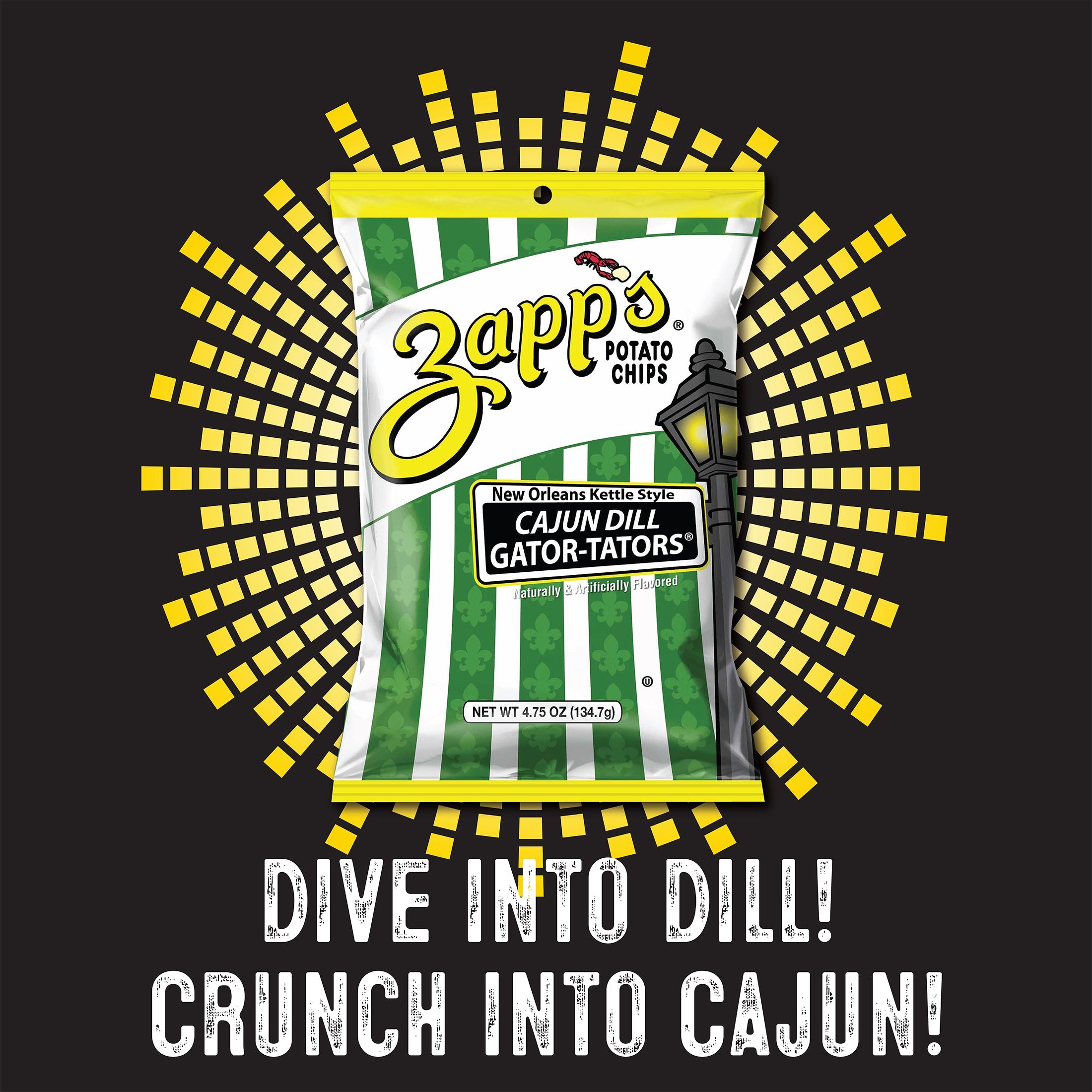 Zapp's Kettle Potato Chips Cajun Dill Gator-tator