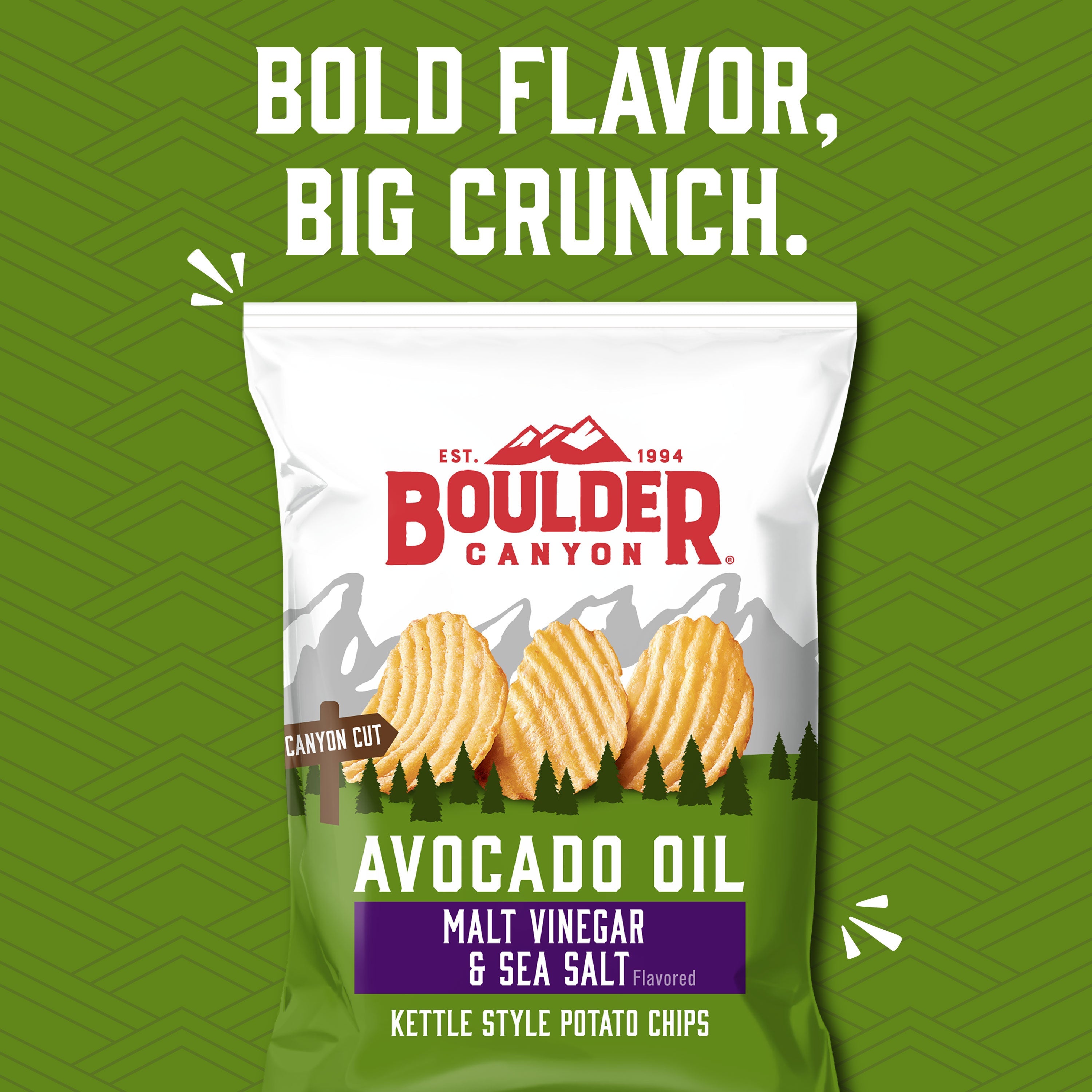 Boulder Canyon Kettle Potato Chips Canyon Cut Avocado Oil Malt Vinegar & Sea Salt