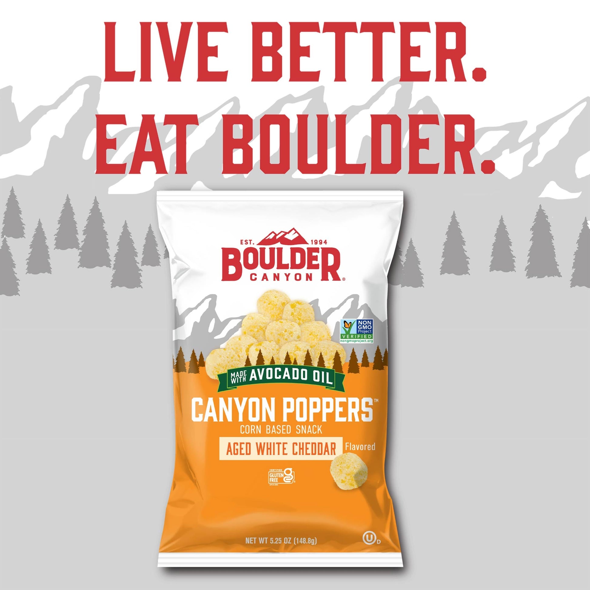 Boulder Canyon Avocado Oil Canyon Poppers, Aged White Cheddar