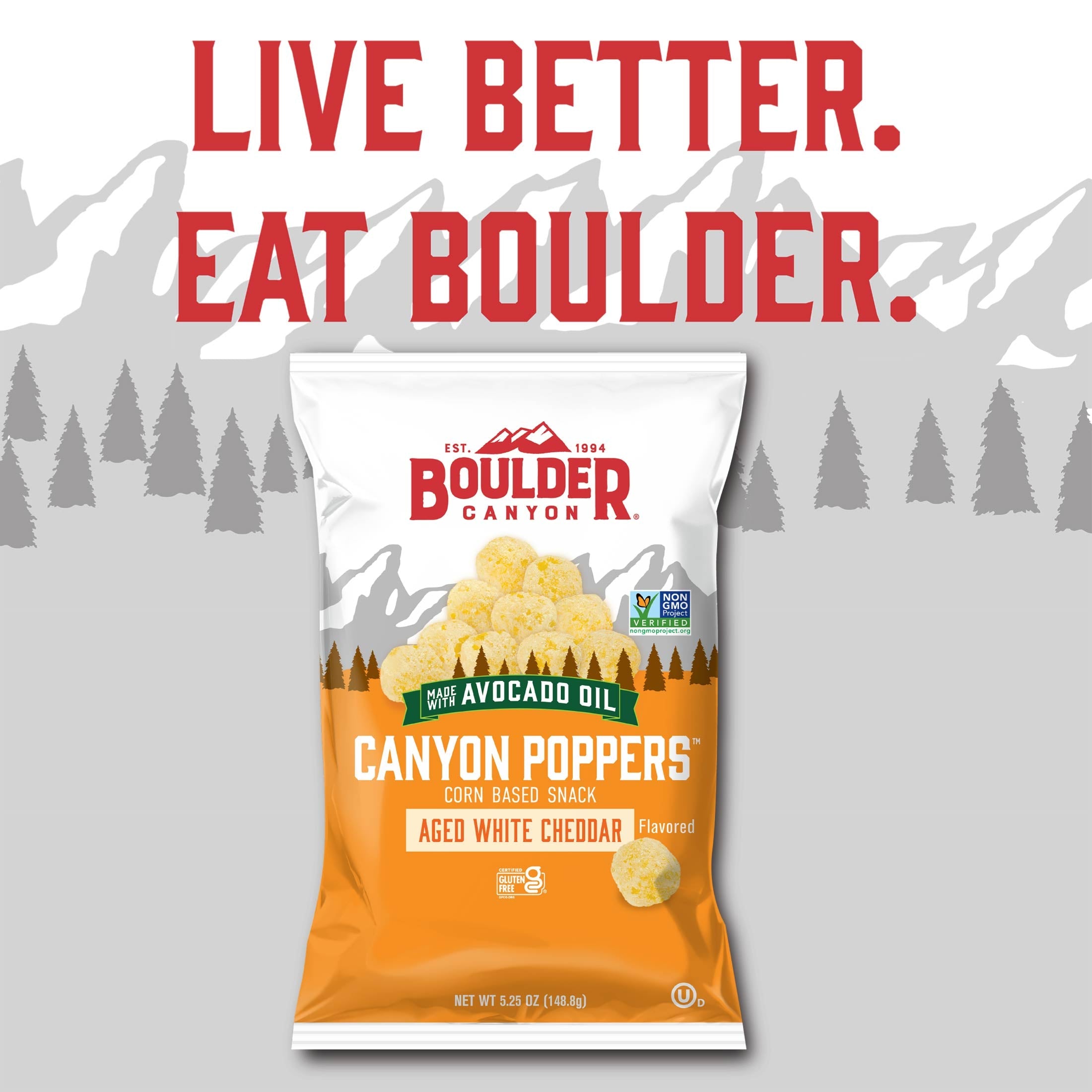 Boulder Canyon Avocado Oil Canyon Poppers, Aged White Cheddar