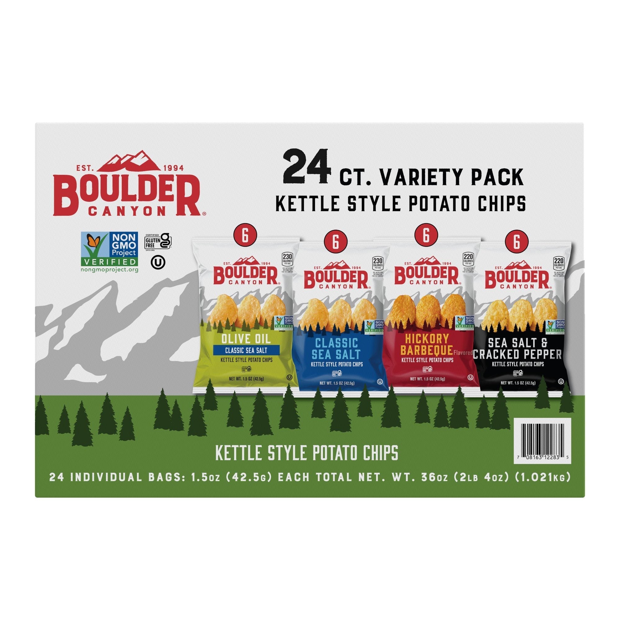 Boulder Canyon Kettle Potato Chips Variety Box 1.5 oz 24 count