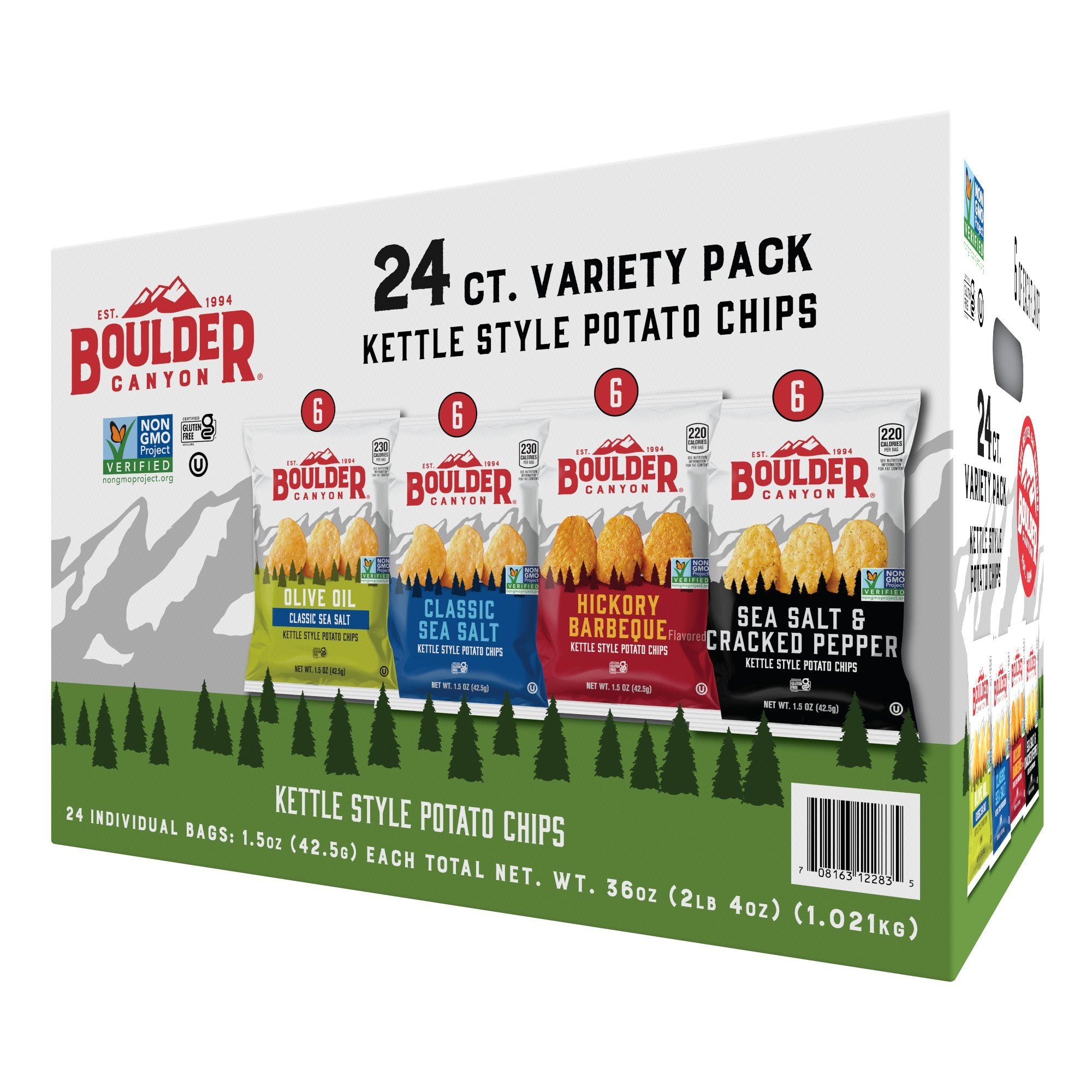Boulder Canyon Kettle Potato Chips Variety Box 1.5 oz 24 count