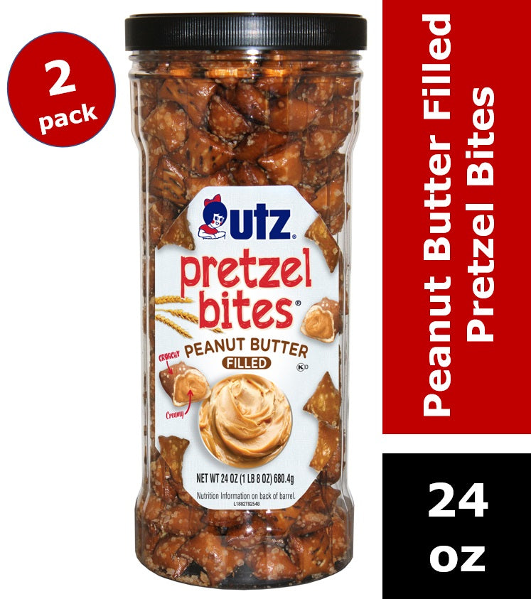 Utz Peanut Butter Filled Pretzel Bites Barrel