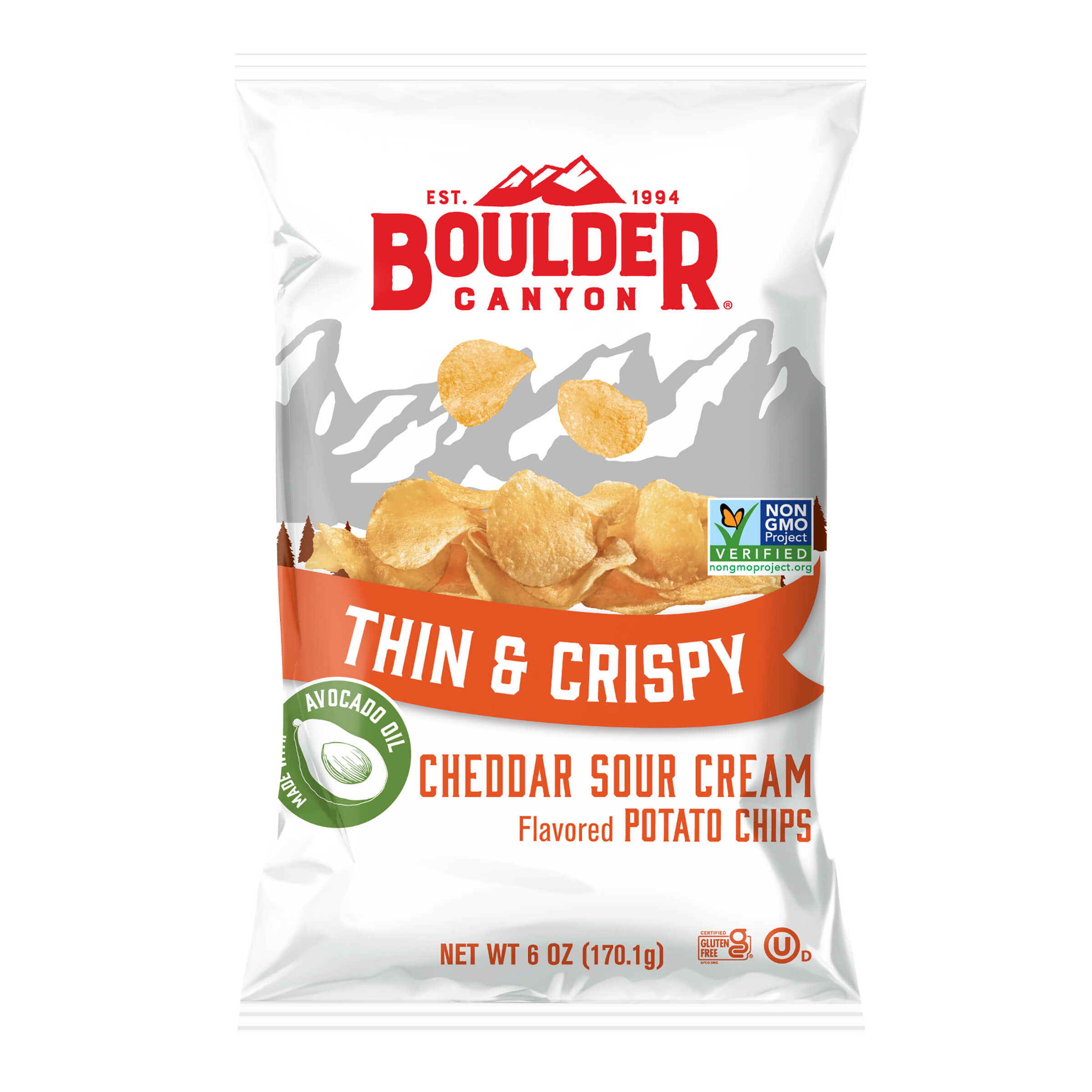 Boulder Canyon Potato Chips Thin & Crispy Avocado Oil Cheddar Sour Cream